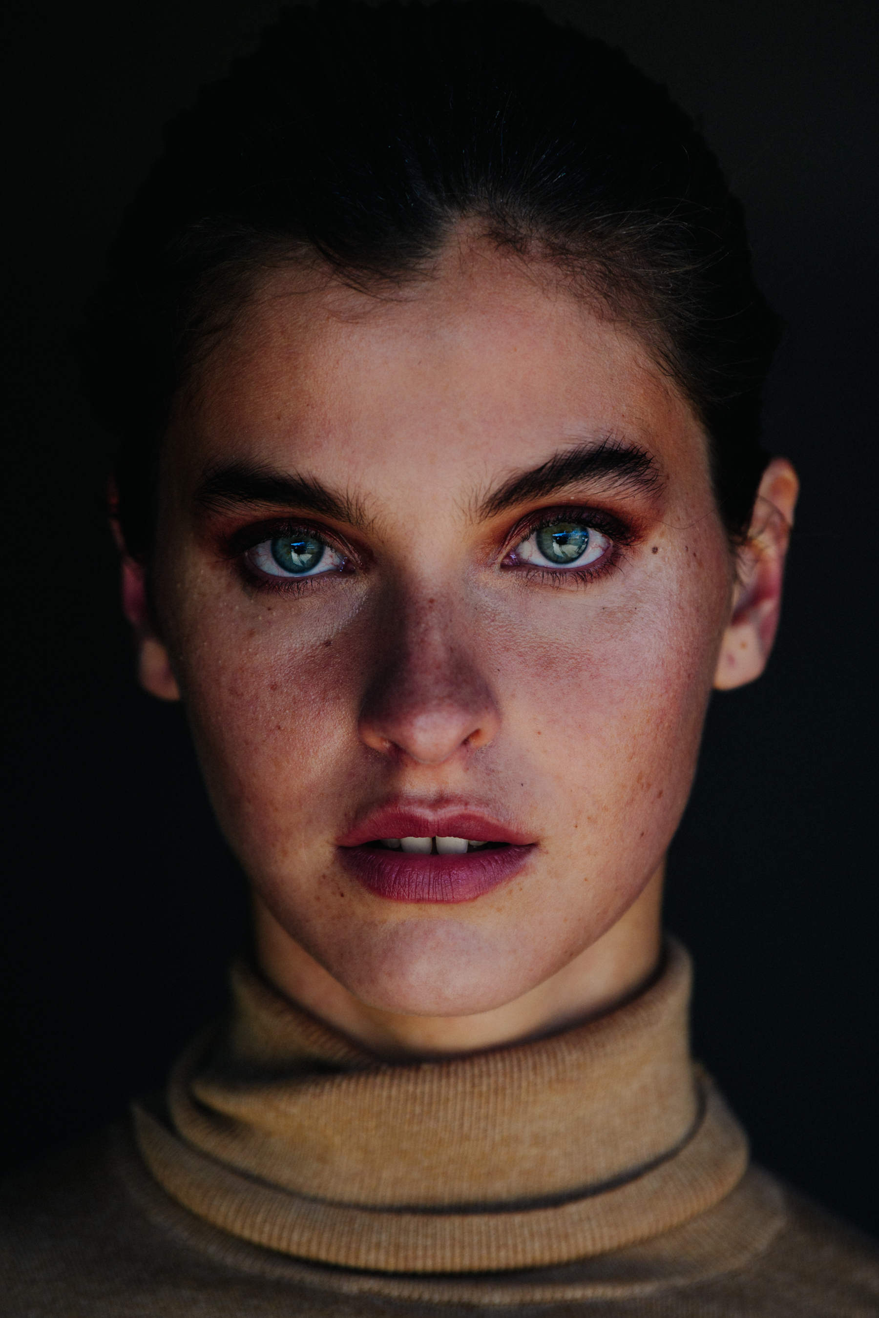 Portrait of model with blue eyes