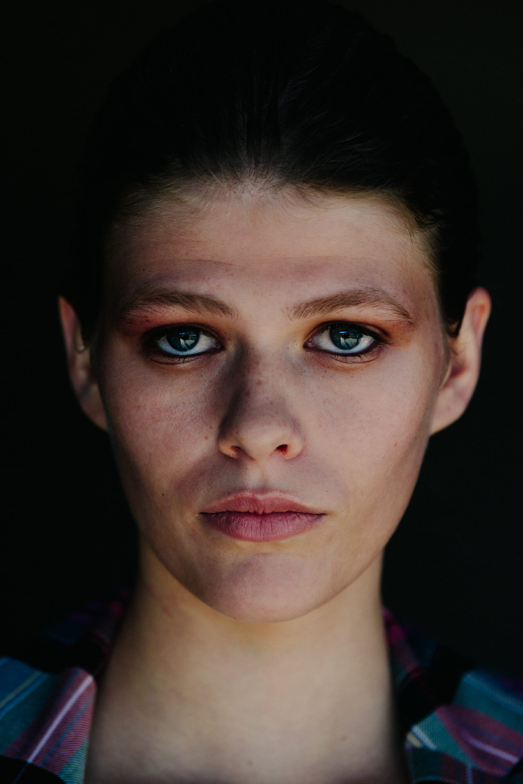 Portrait of model with blue eyes