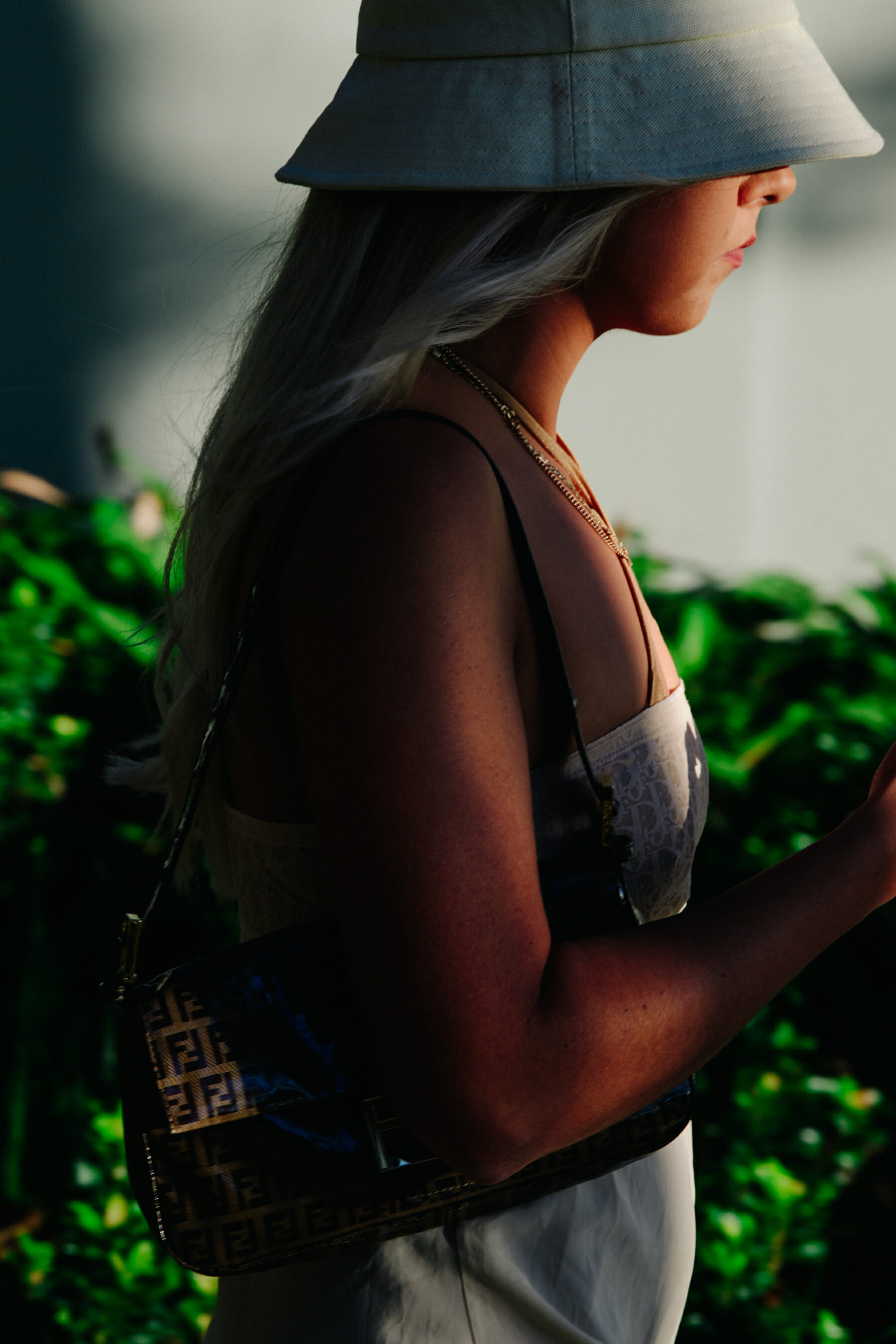 Woman wearing Loewe bag