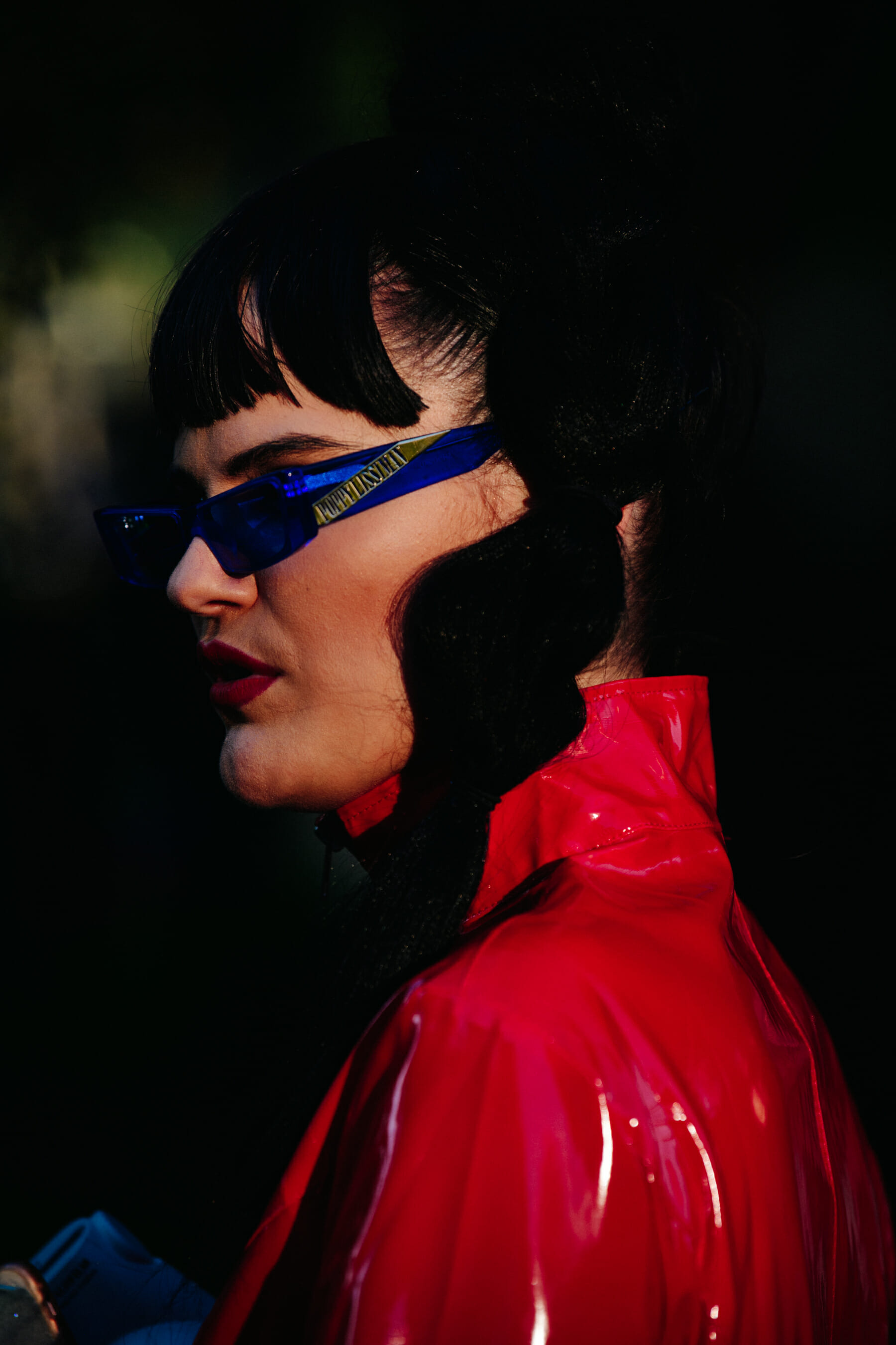 Woman wearing red coat