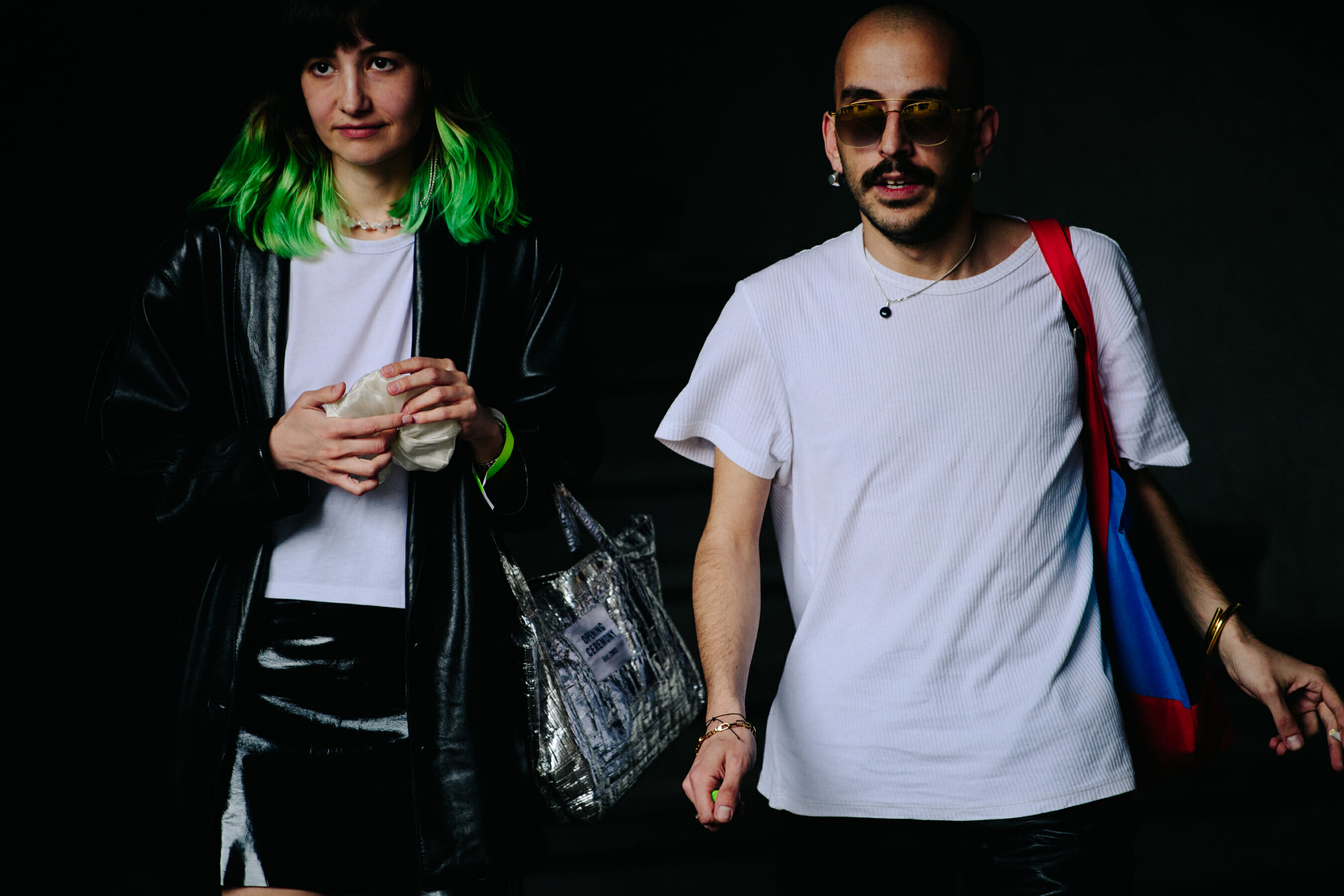 Couple wearing white tee shirts