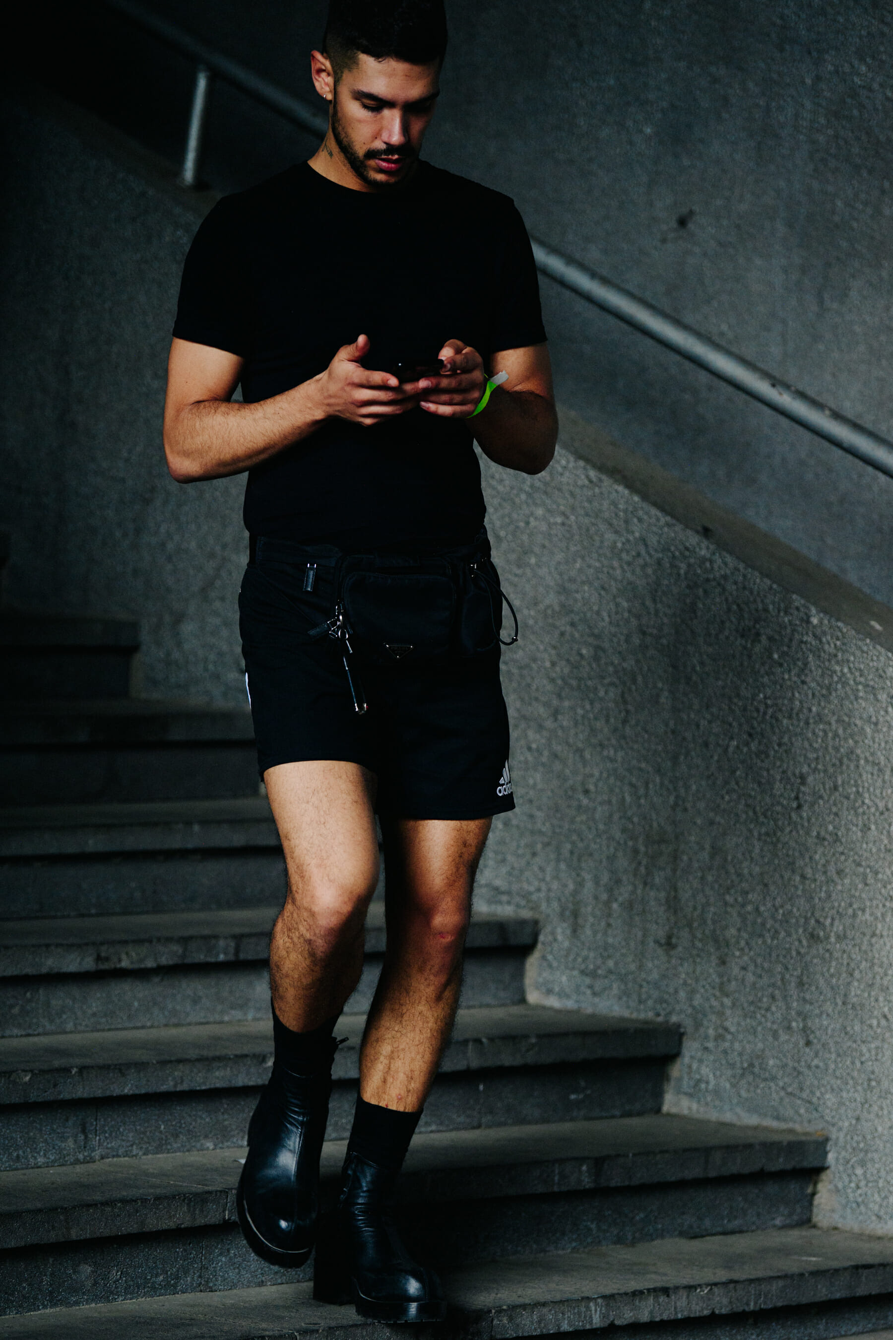 Man wearing all black outfit