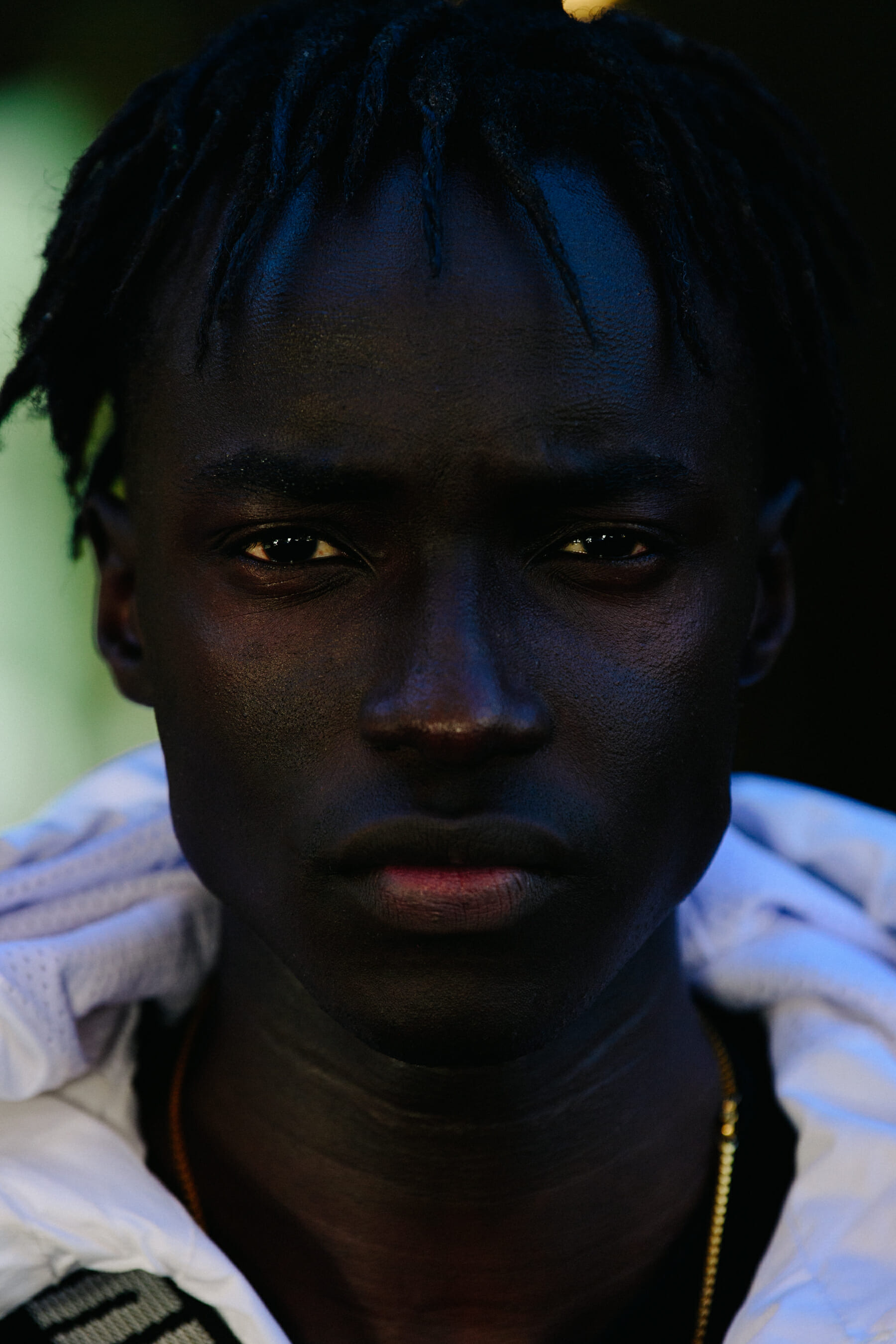 Portrait of model with short braids