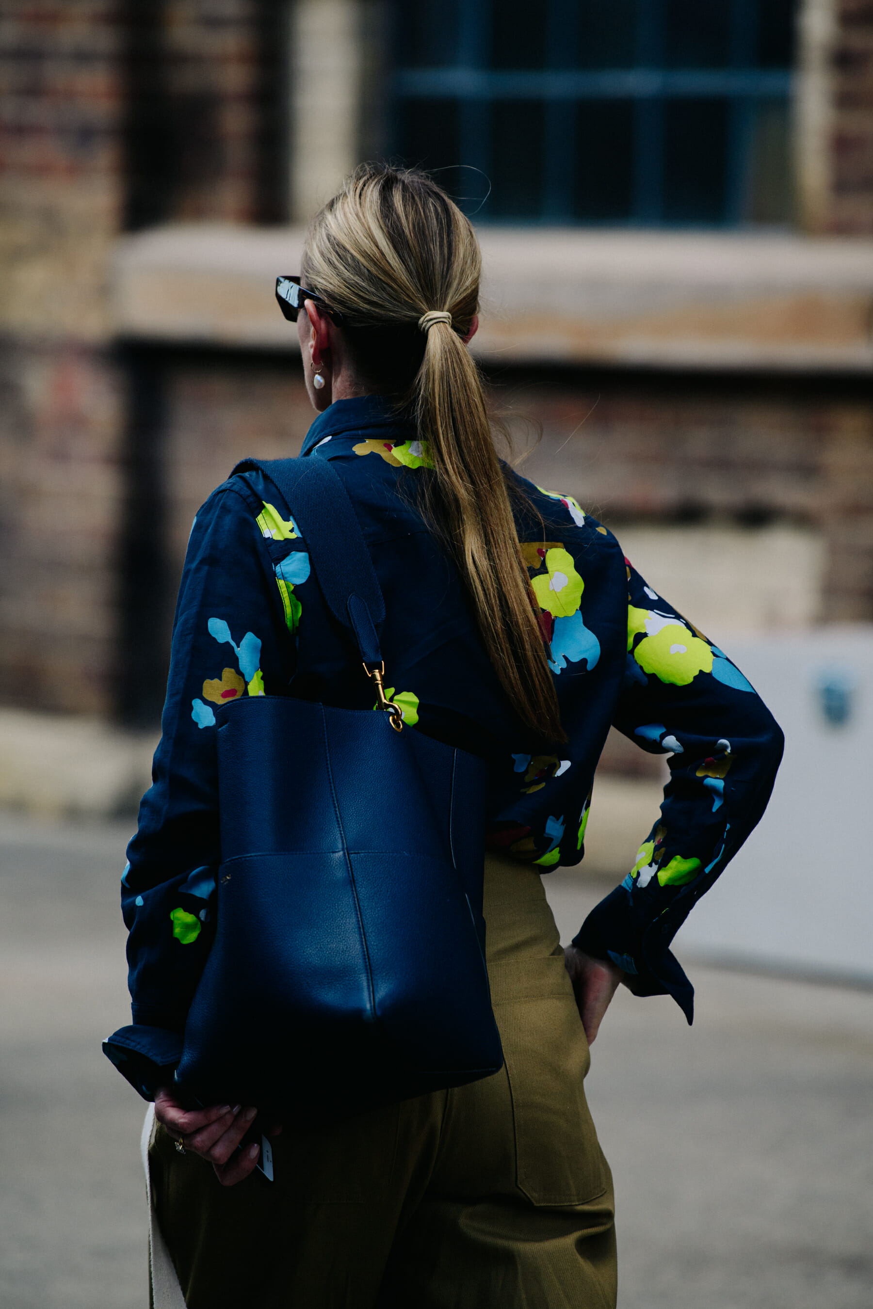 Woman wearing floral shirt
