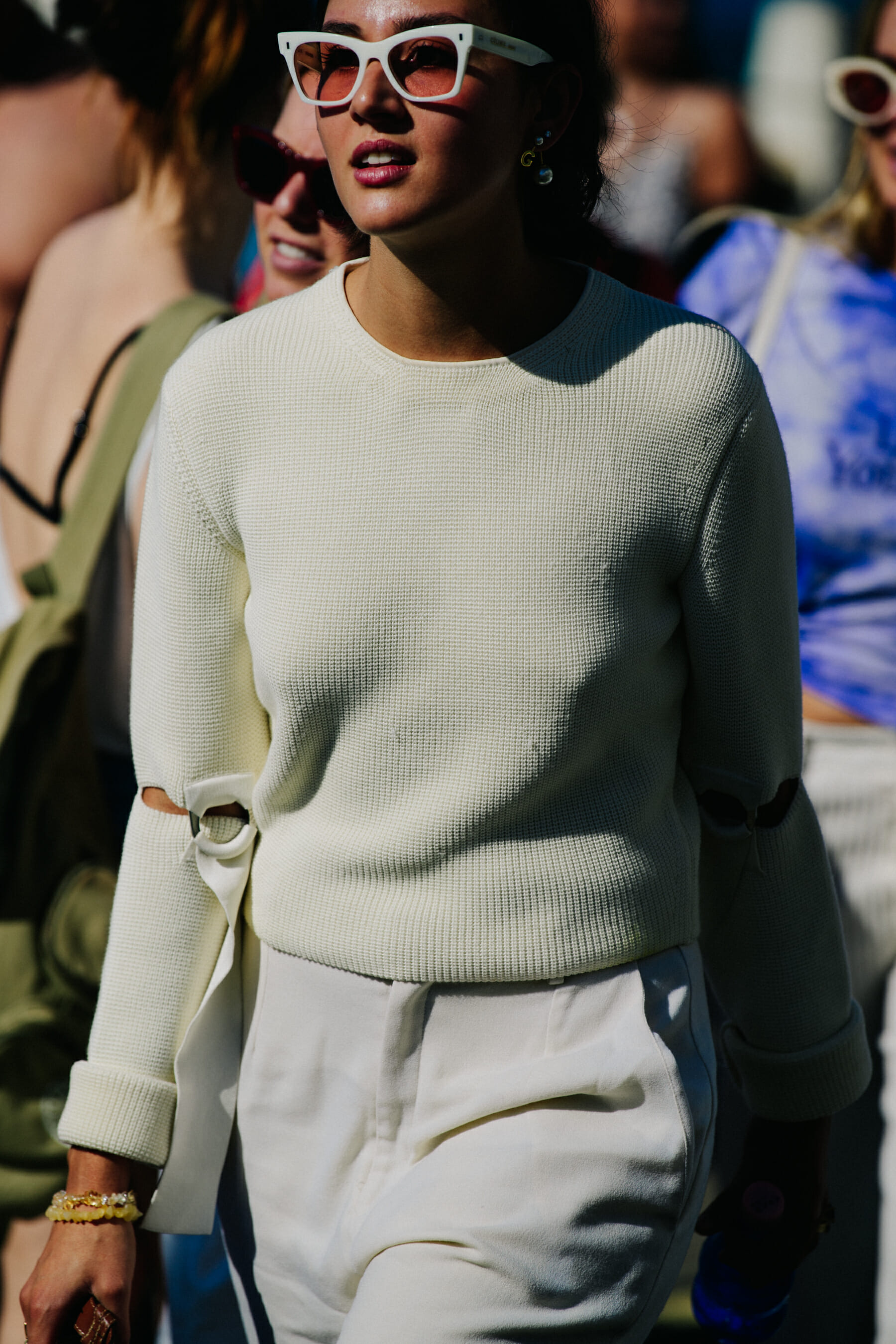 Woman wearing white outfit