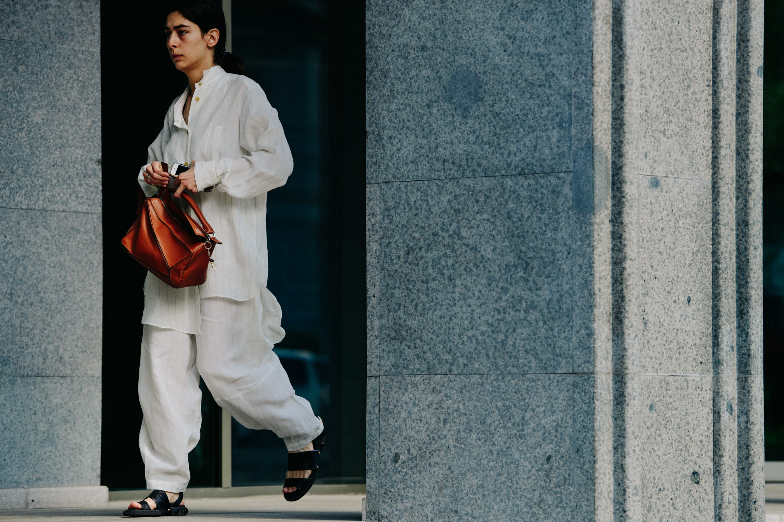 Woman wearing white outfit