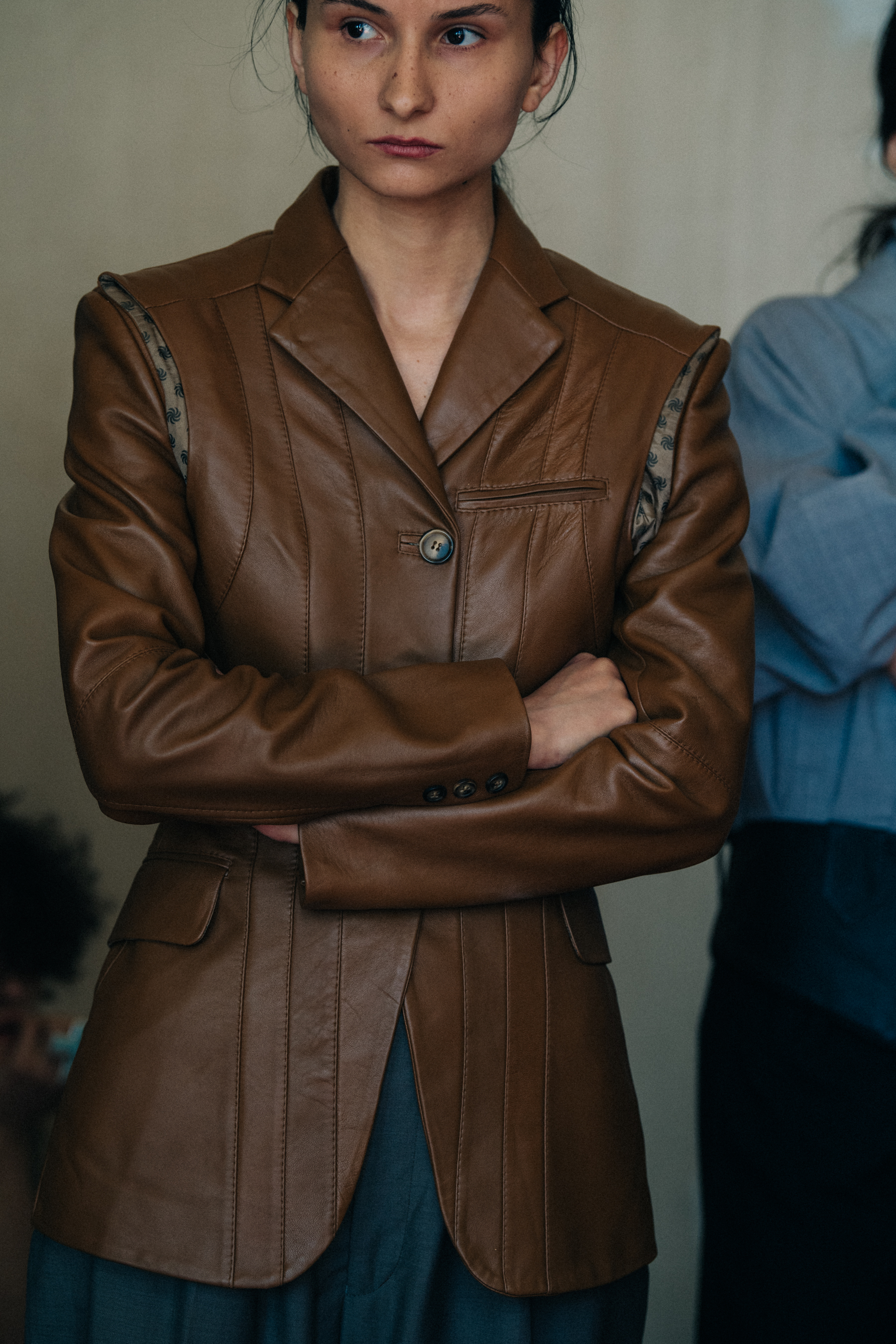 Model wearing leather outfit at Situationist