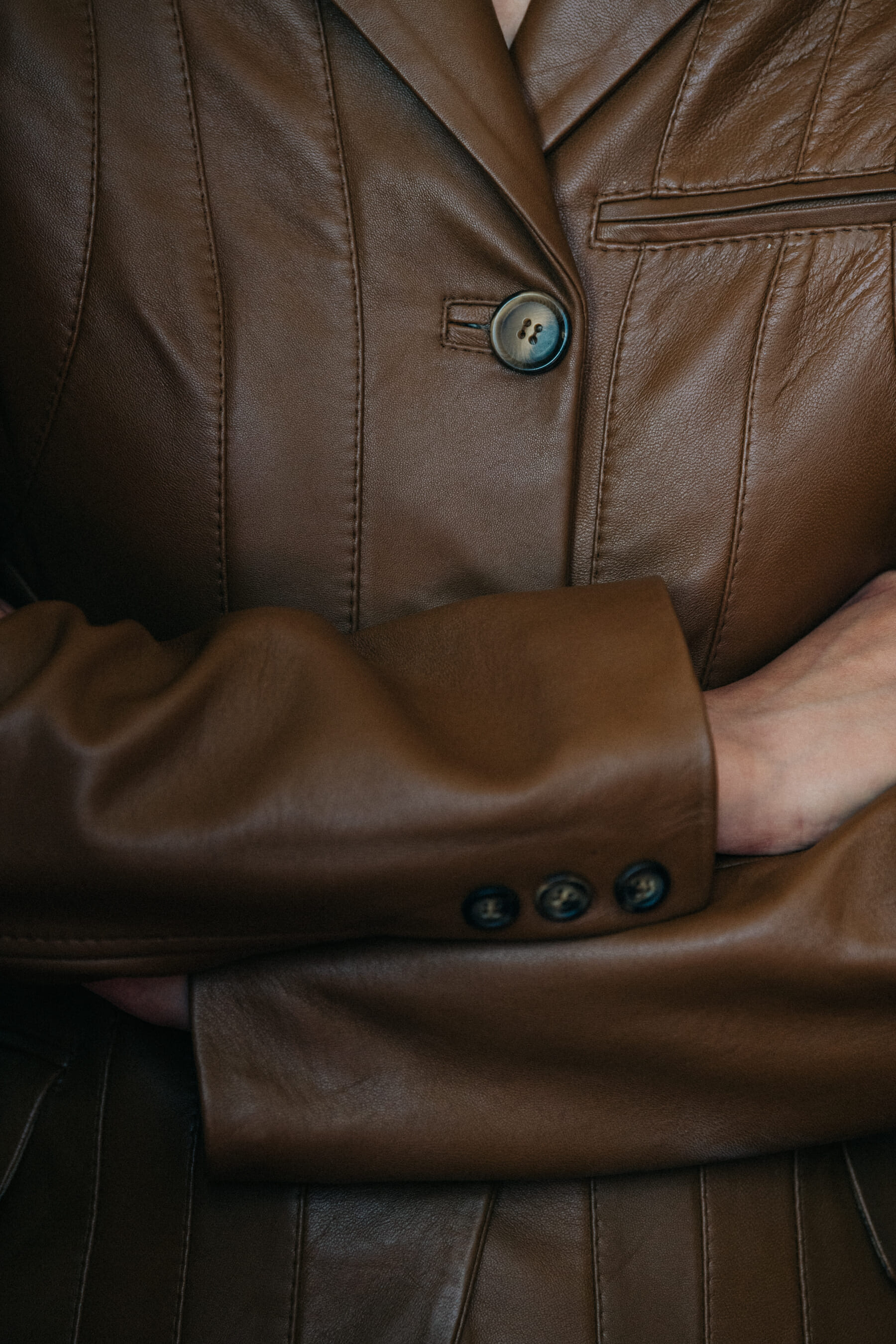 Model wearing leather outfit at Situationist
