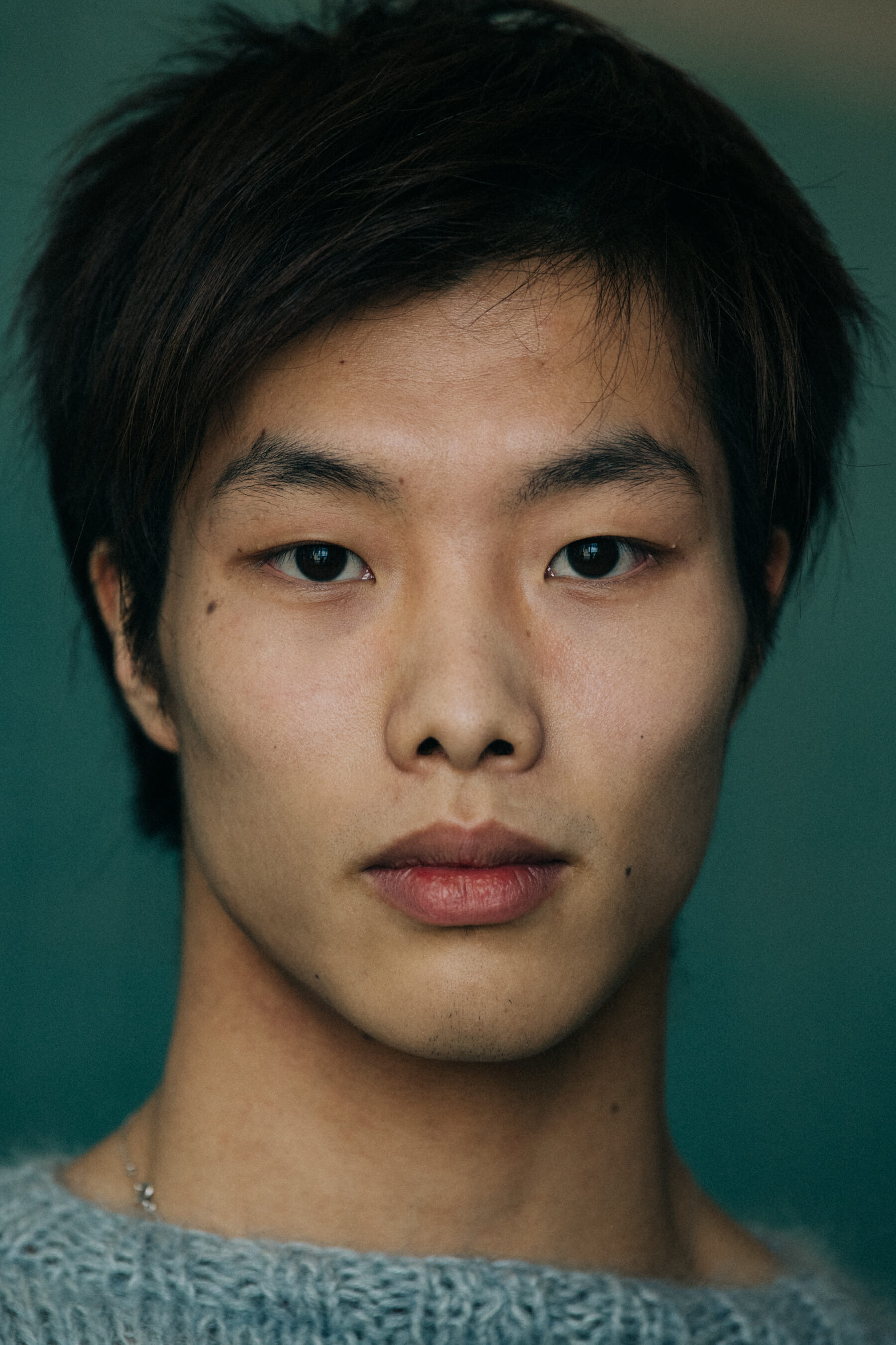 Portrait of model with short hair