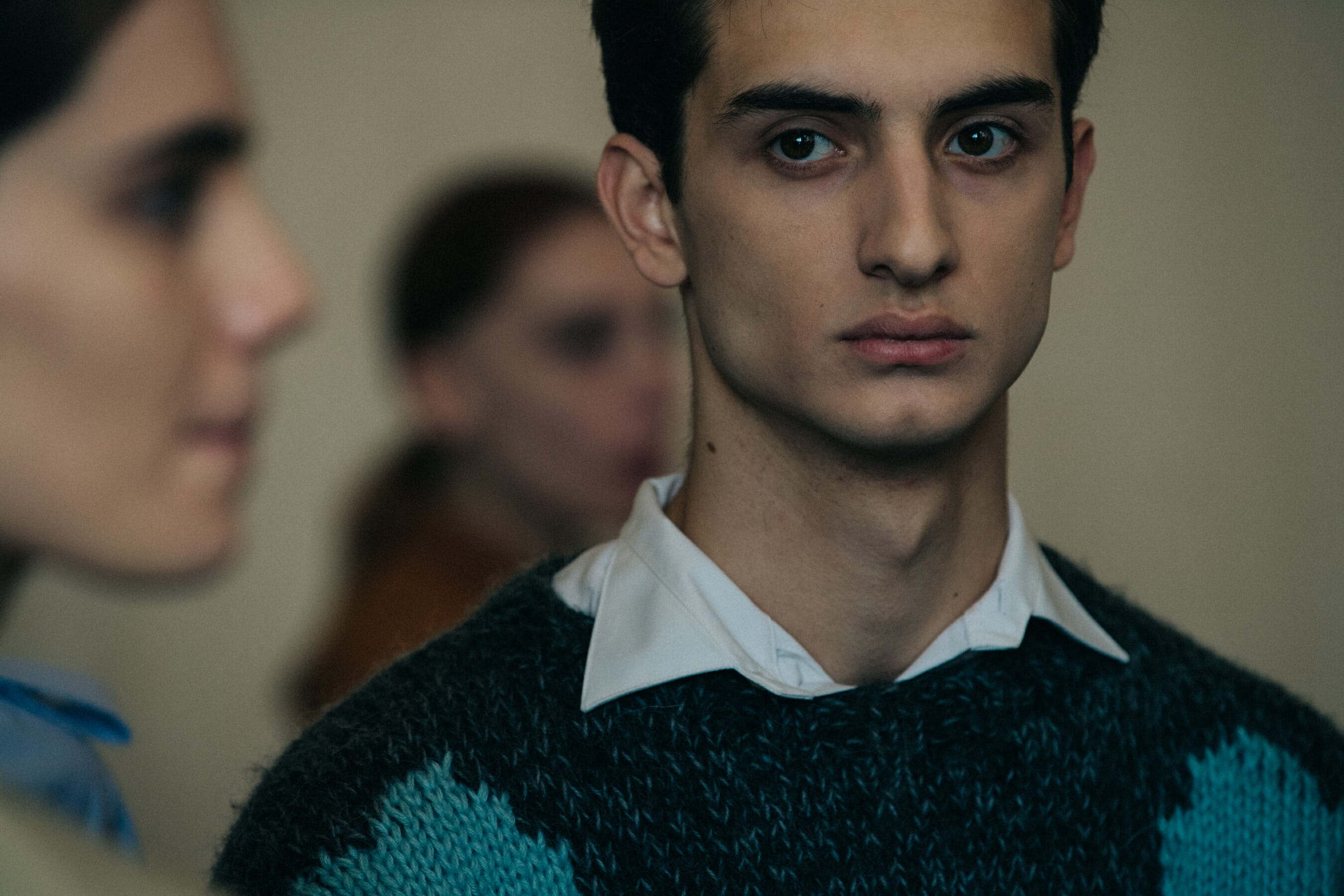 Model wearing knitwear at Situationist
