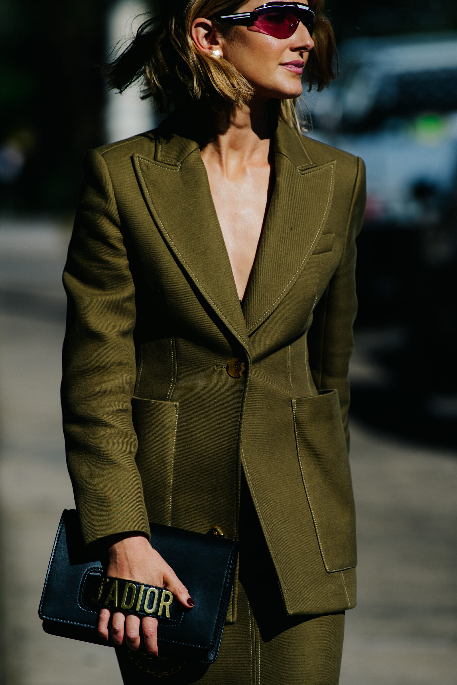 Woman wearing green suit