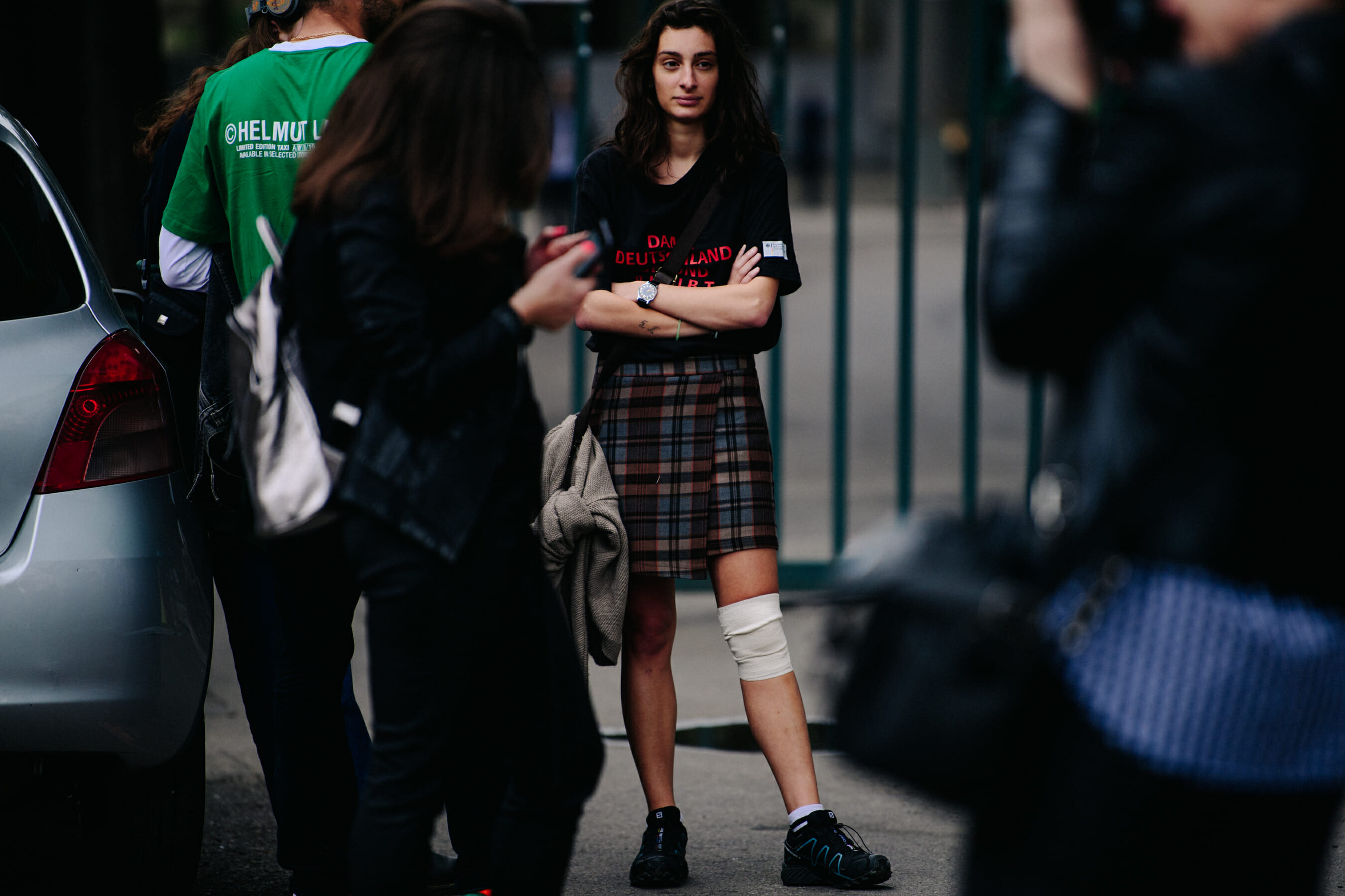 Woman wearing Salomon sneakers