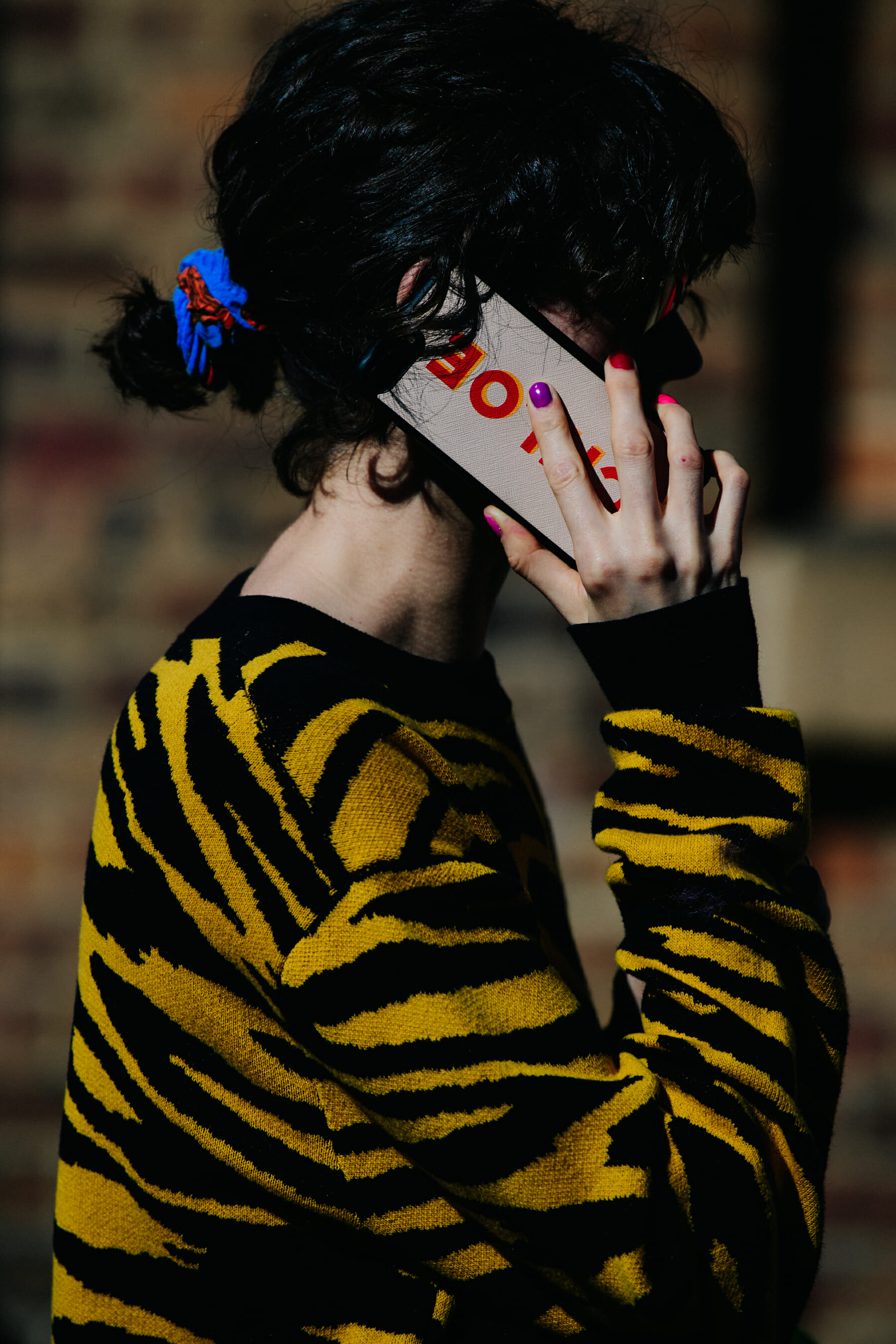 Woman wearing animal print