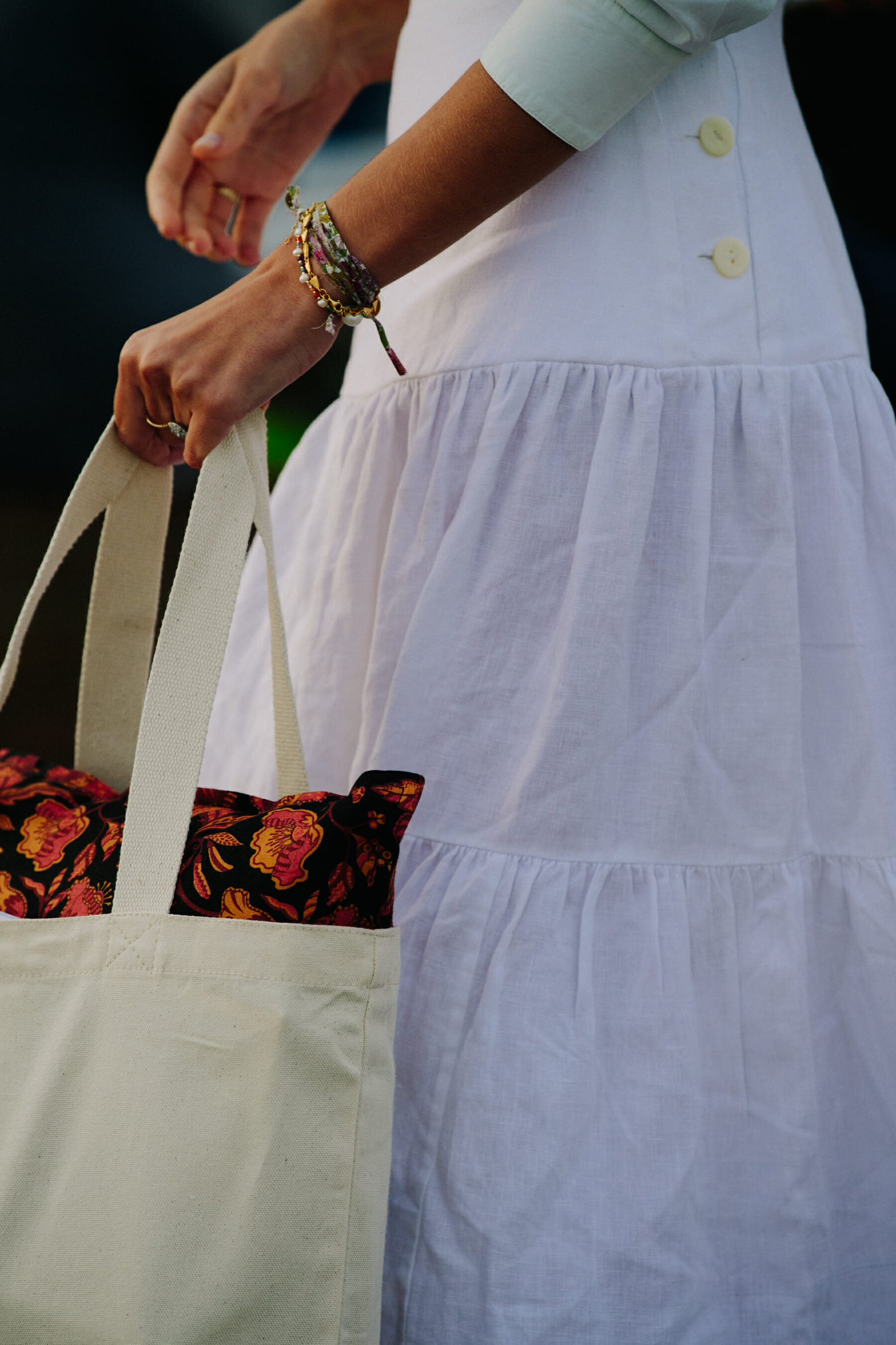 Woman wearing white dress