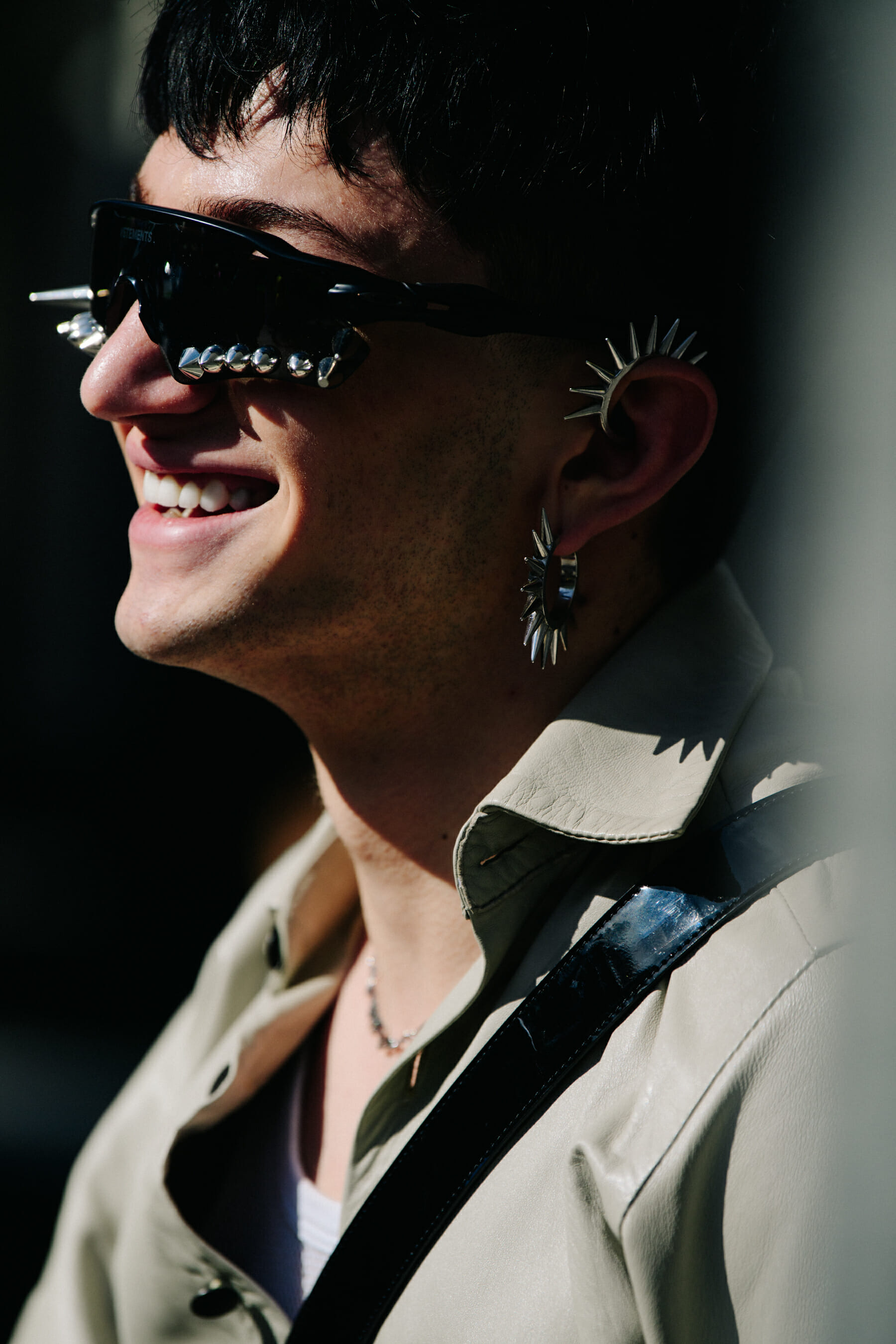 Man wearing Oakley x Vetements glasses