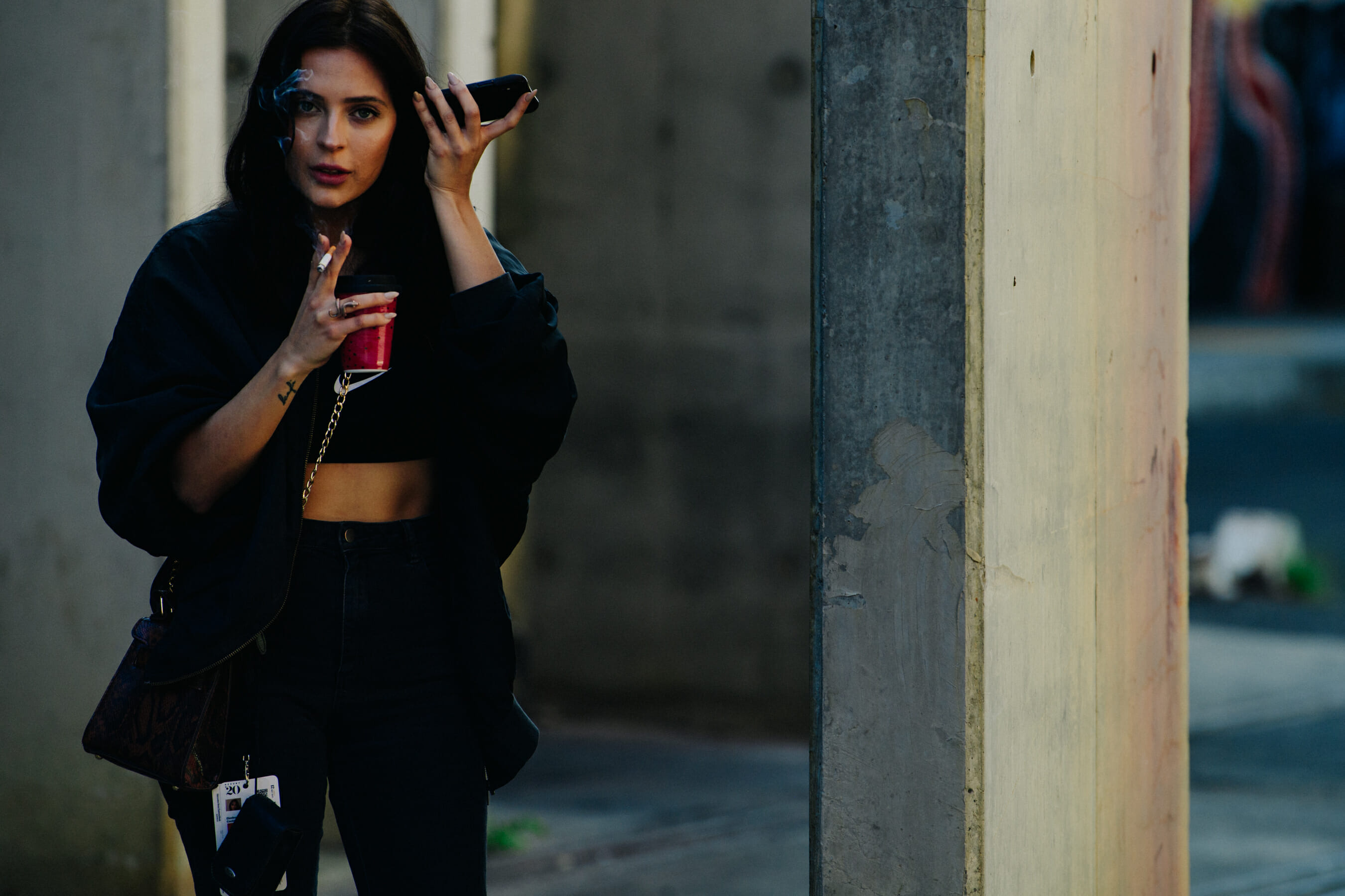 Woman wearing black outfit