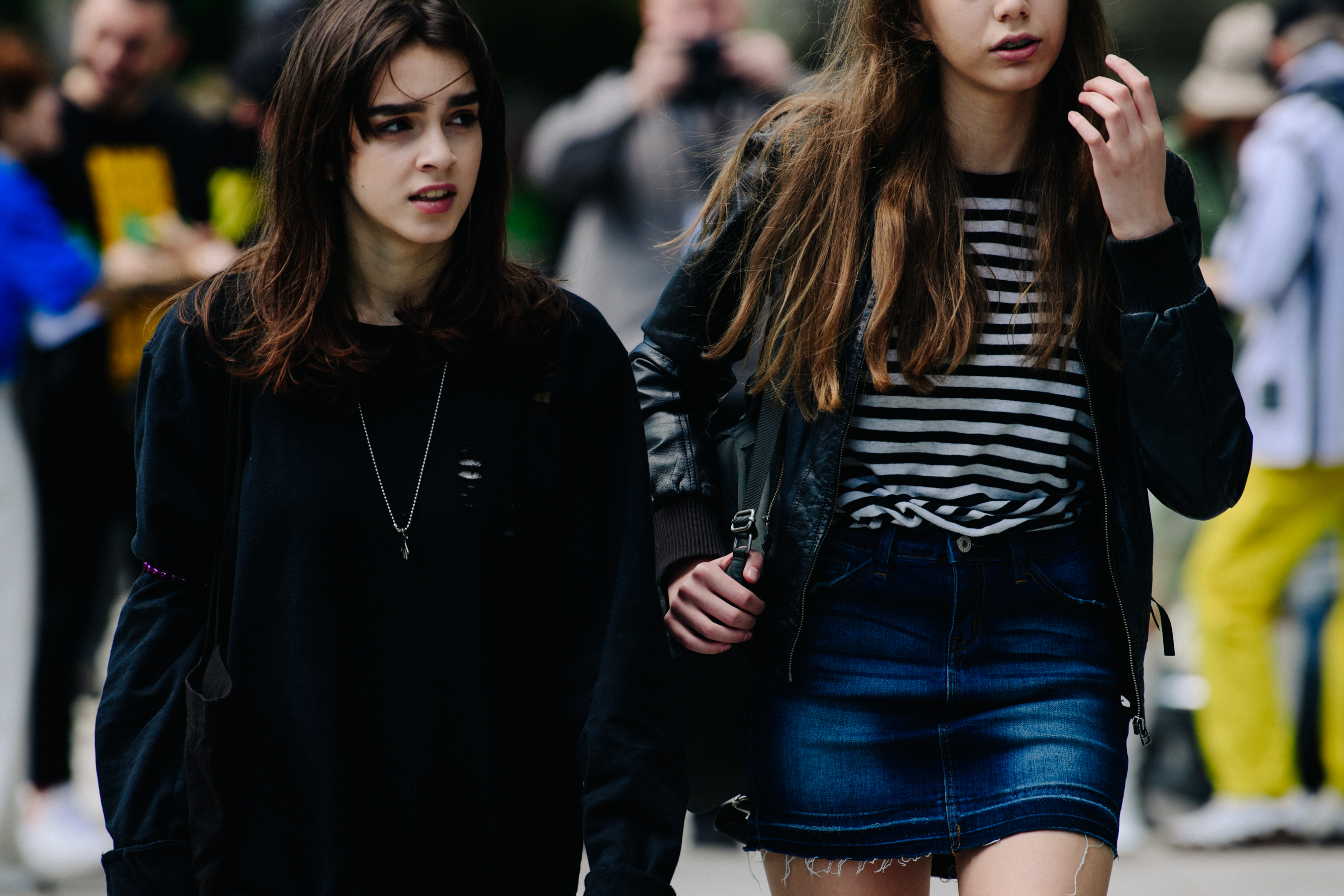 Two models leaving show