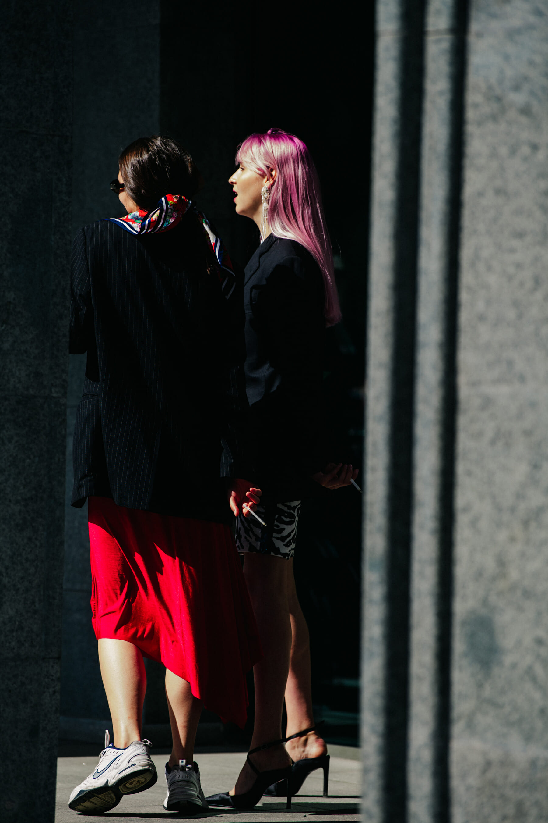 Russian woman with pink hair