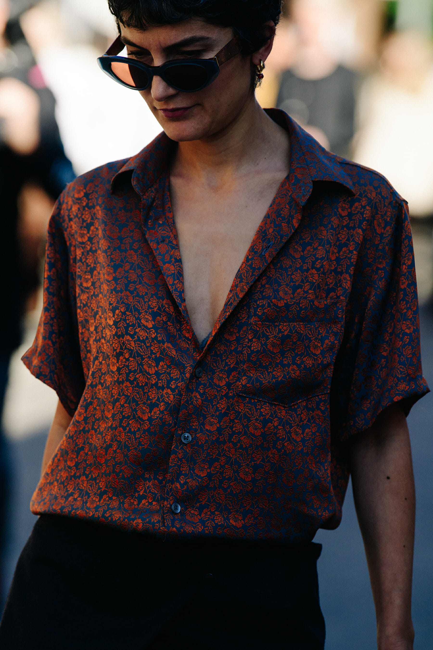 Woman wearing pattern shirt