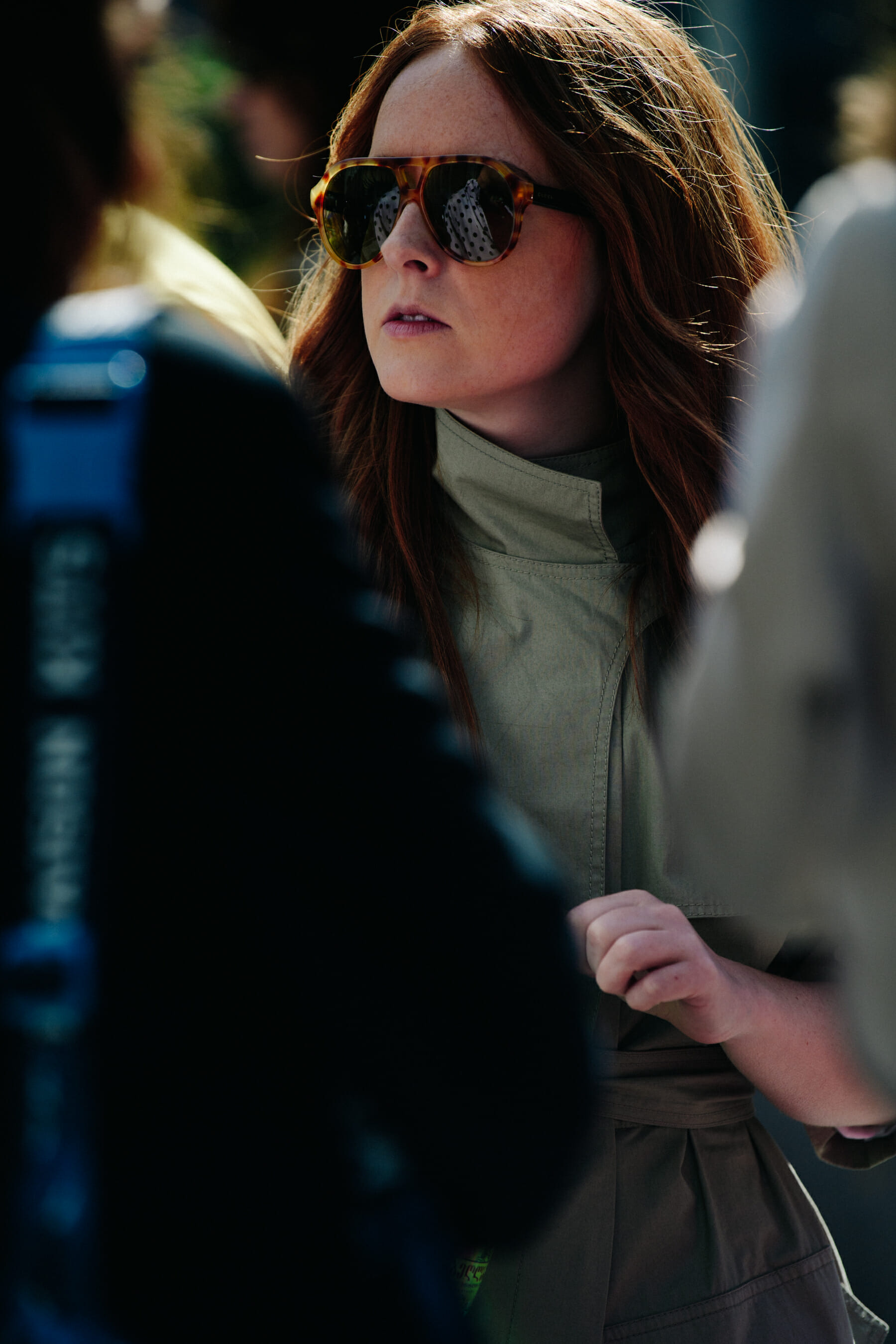 Woman wearing trench coat