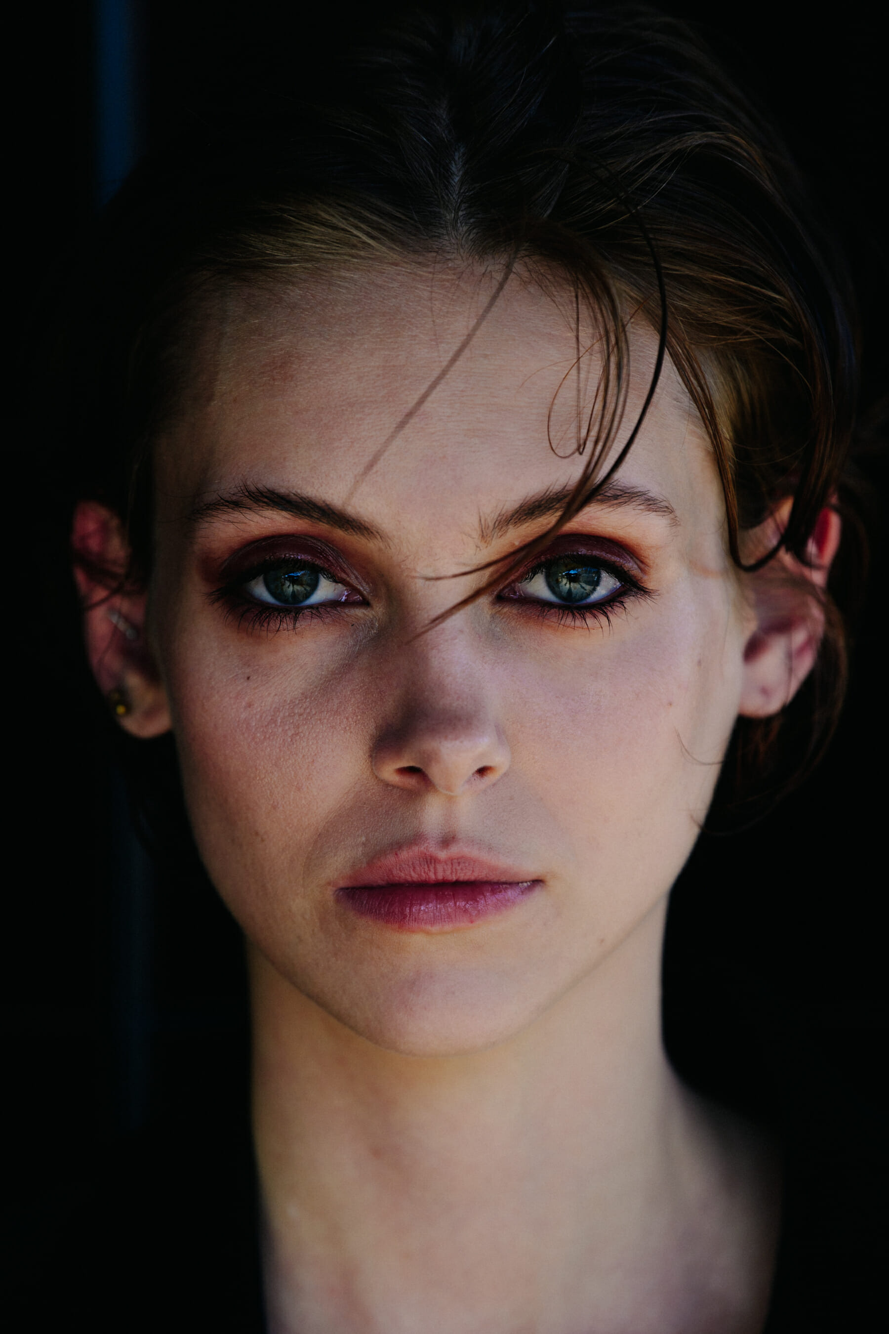 Portrait of model with blue eyes