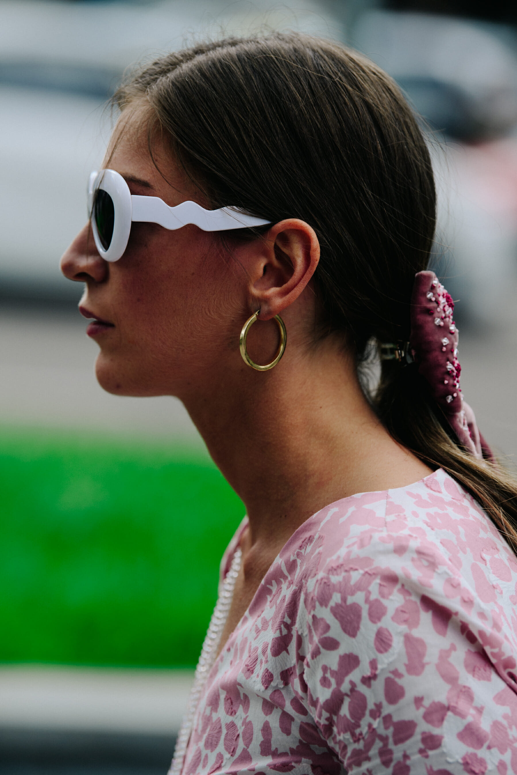 Woman wearing pink dress