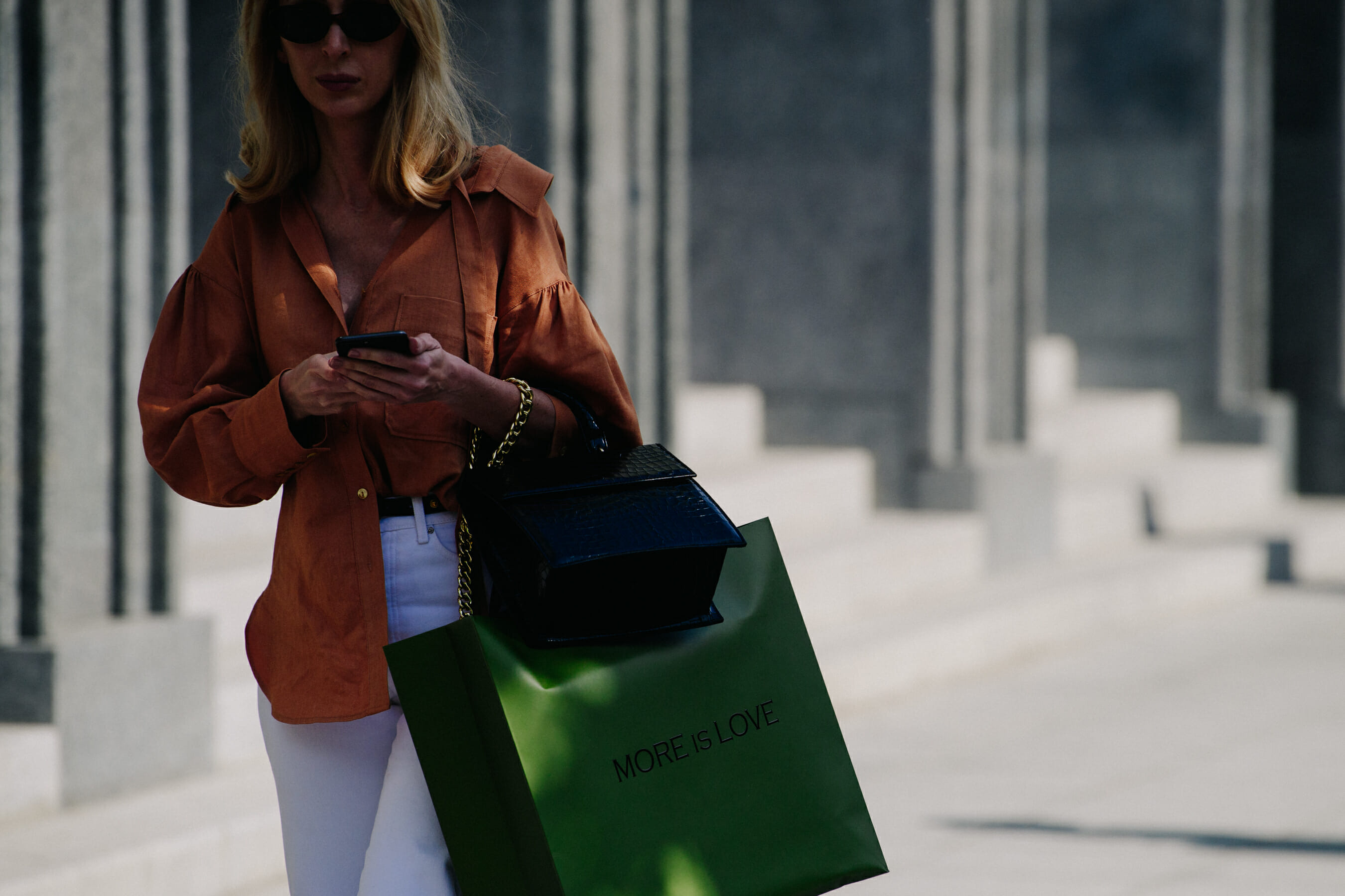 Woman wearing tan jacket