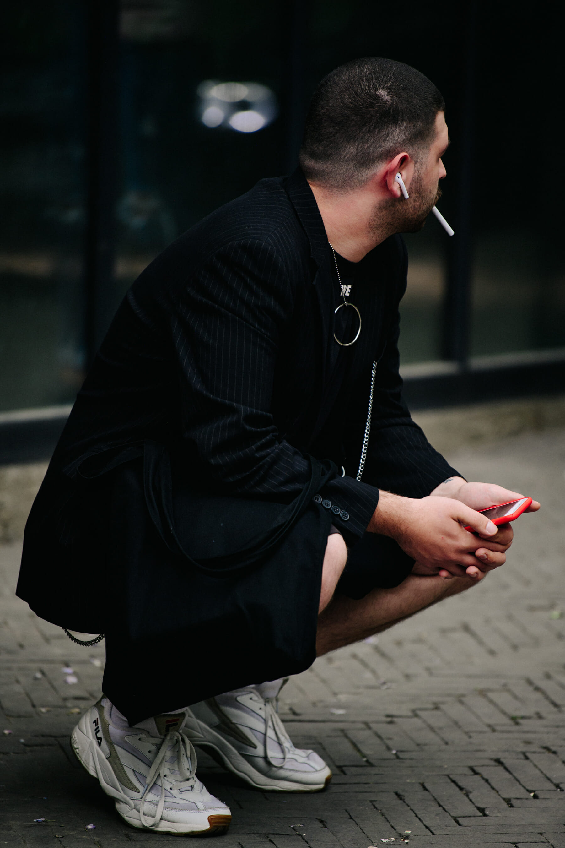 Man wearing striped suit