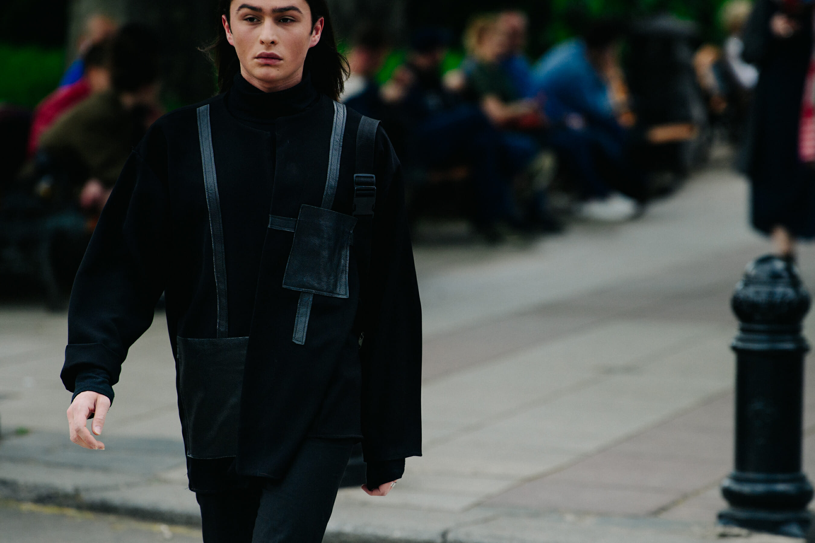 Man wearing black outfit