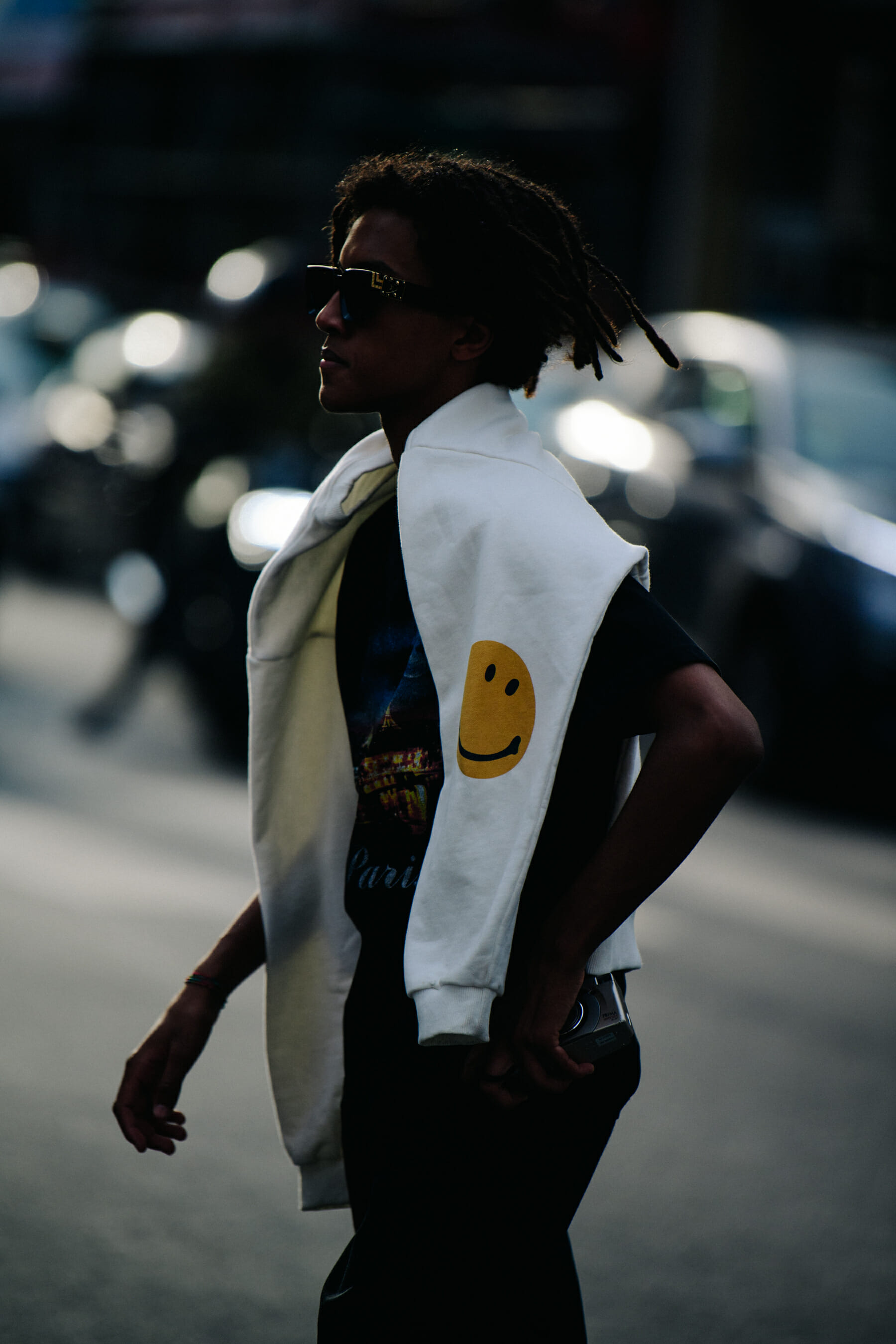 Model wearing white jumper