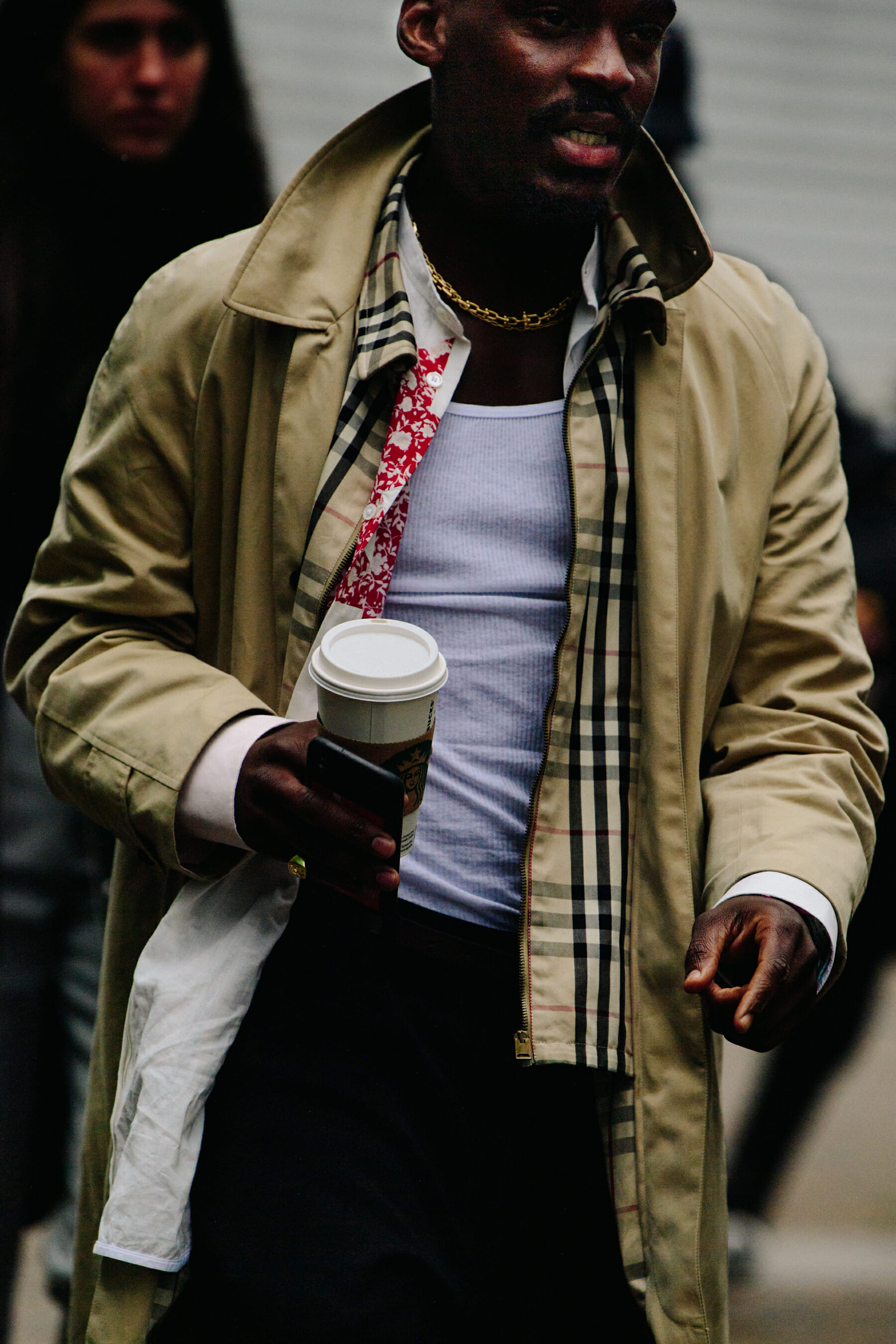 Man wearing Burberry coat