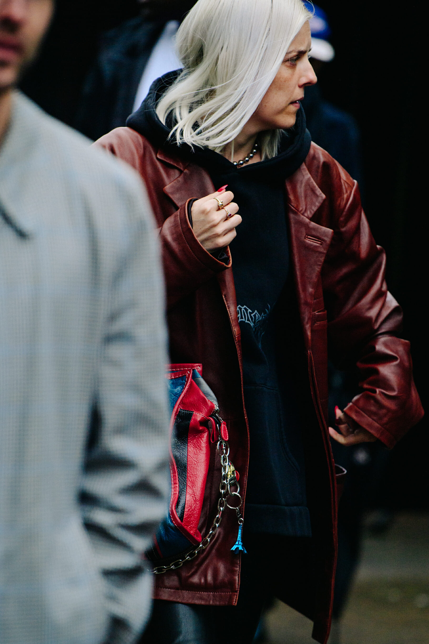 Woman wearing black hoodie