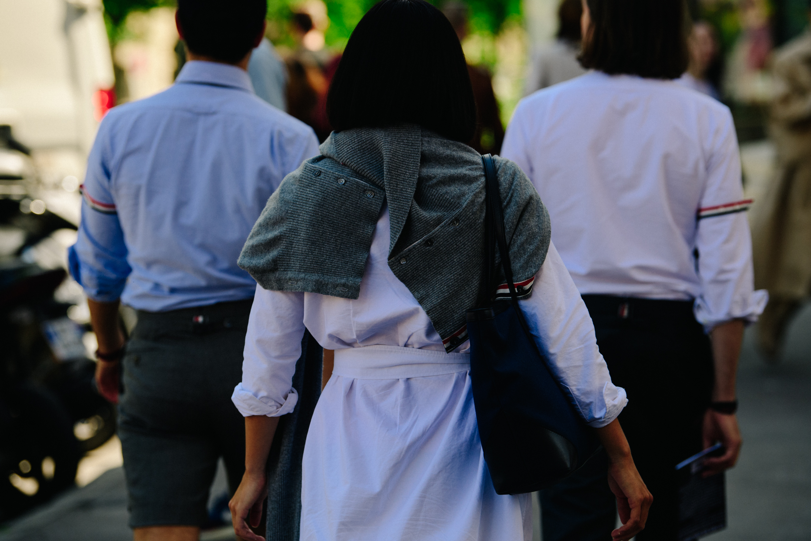 Woman wearing Thom Browne outfit