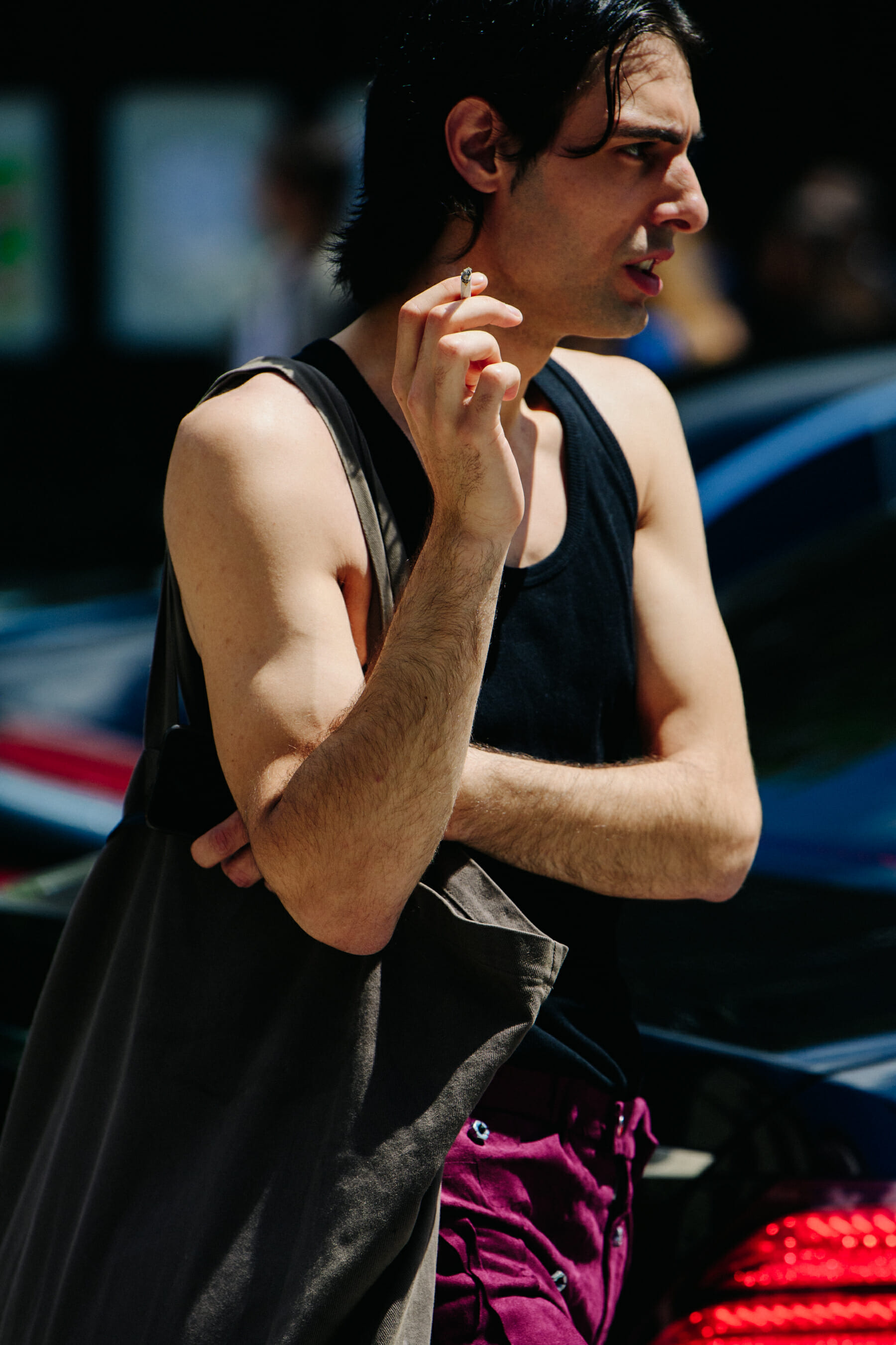 Man wearing black vest