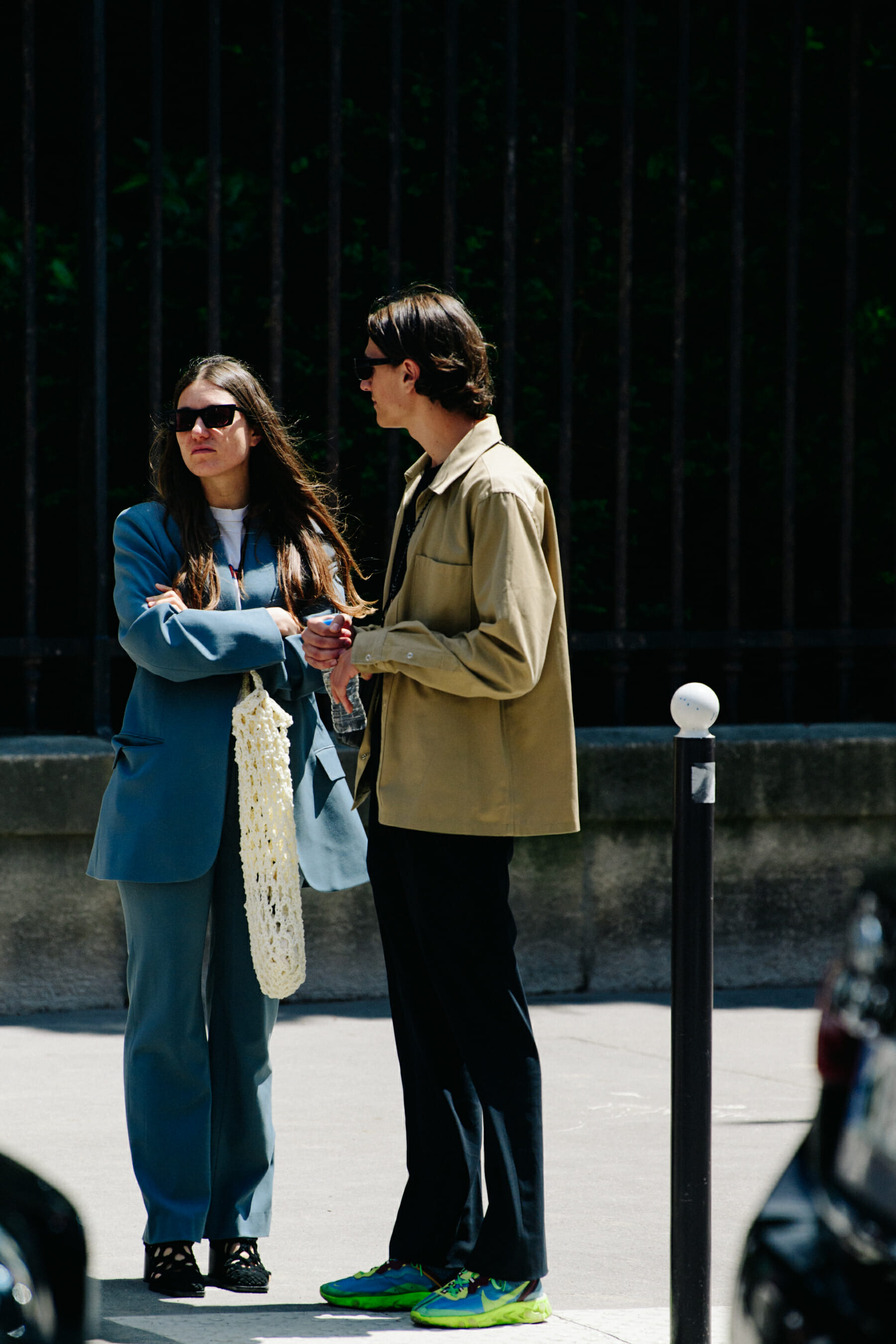 Couple wearing blue and brown shirts