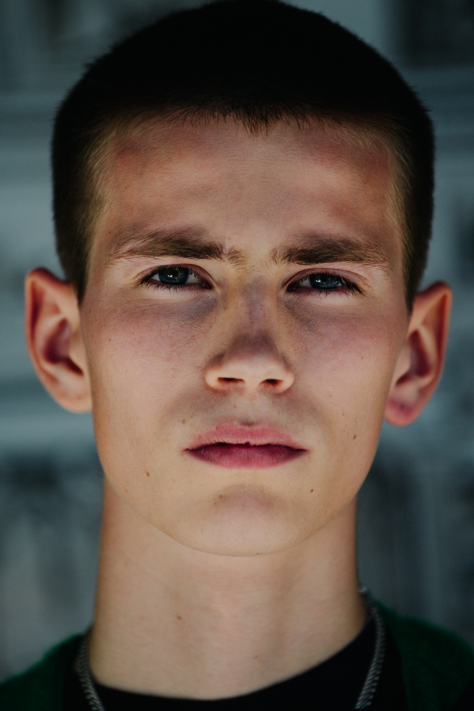 Portrait of model with blue eyes