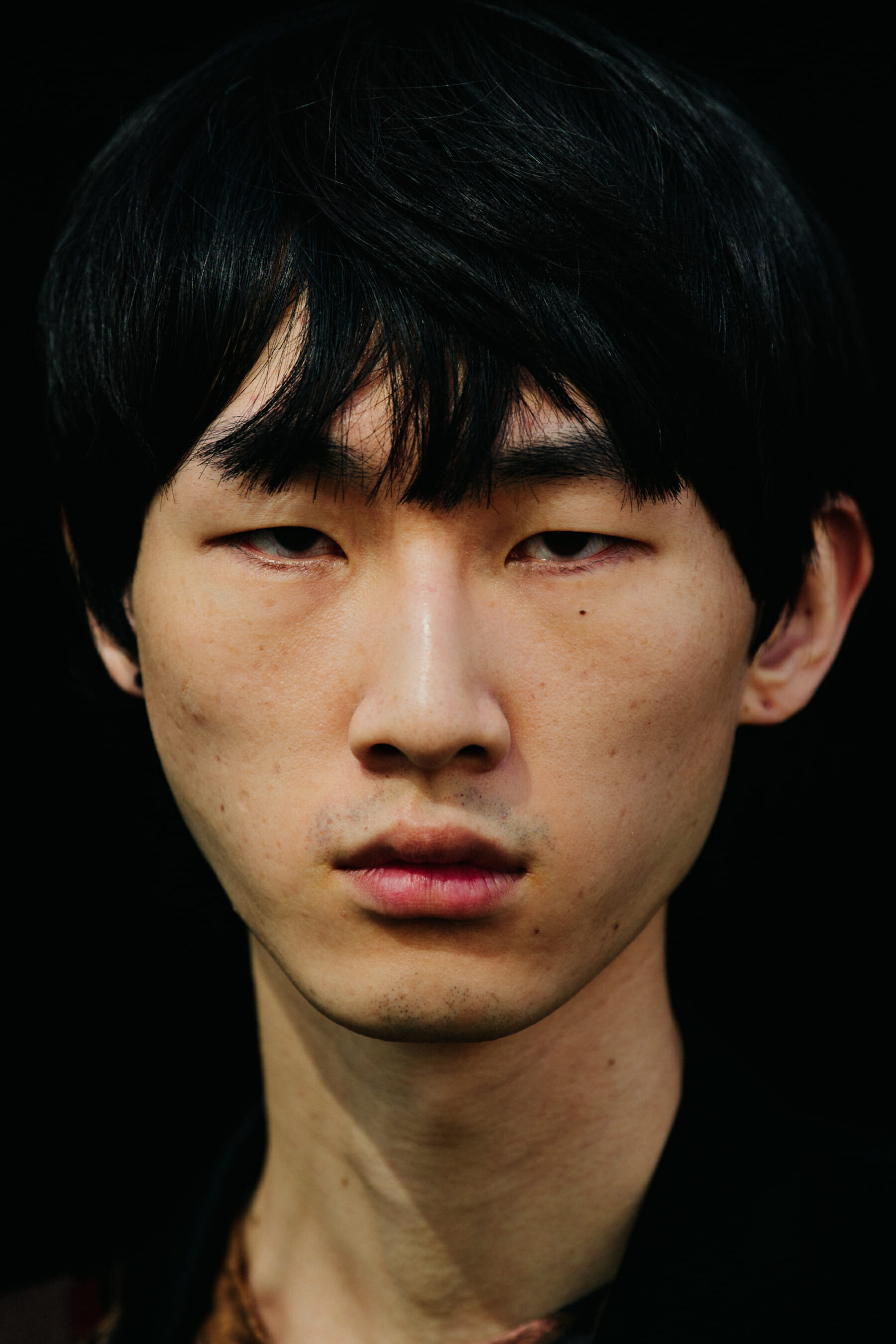 Portrait of model with dark hair