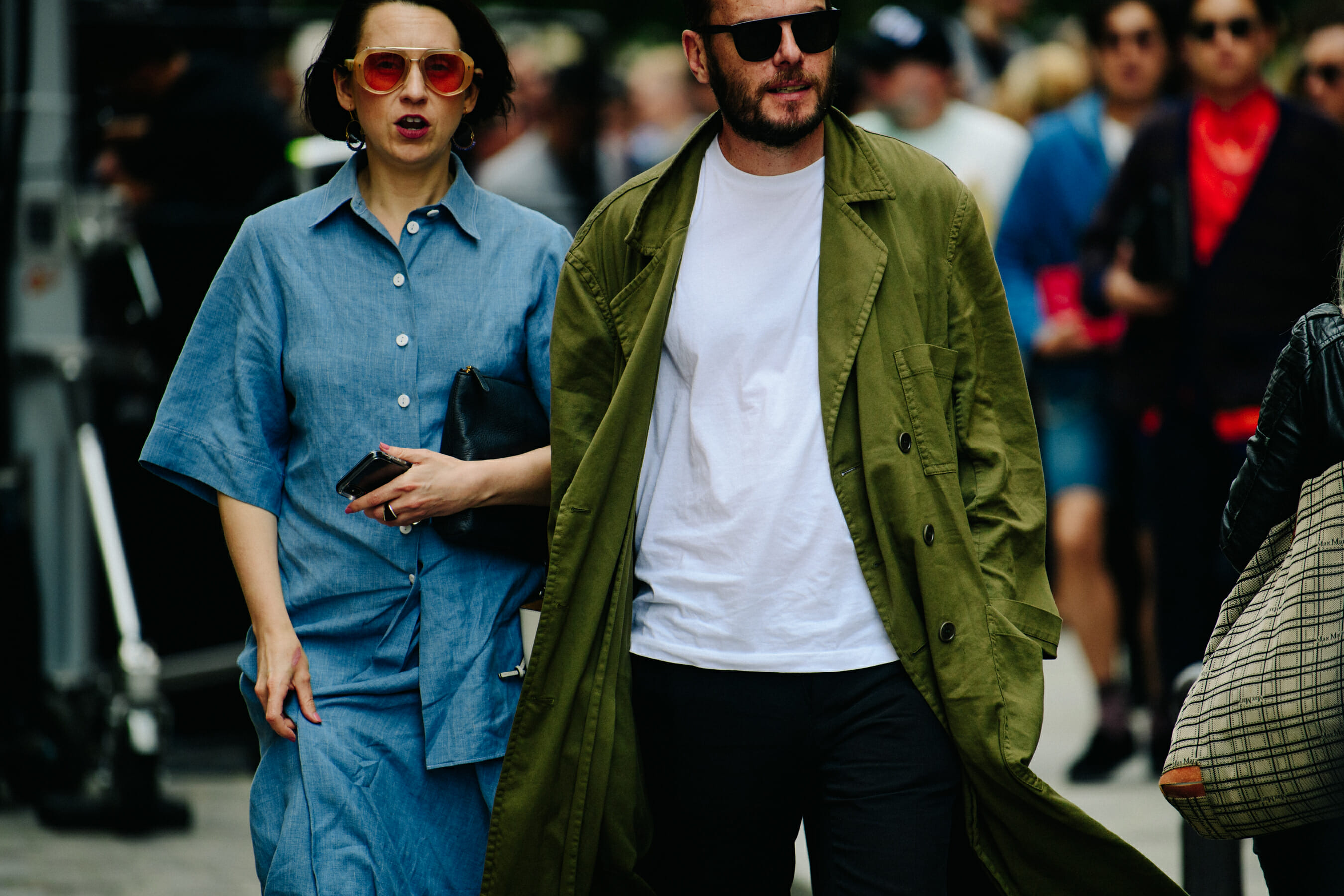 Couple wearing green and blue
