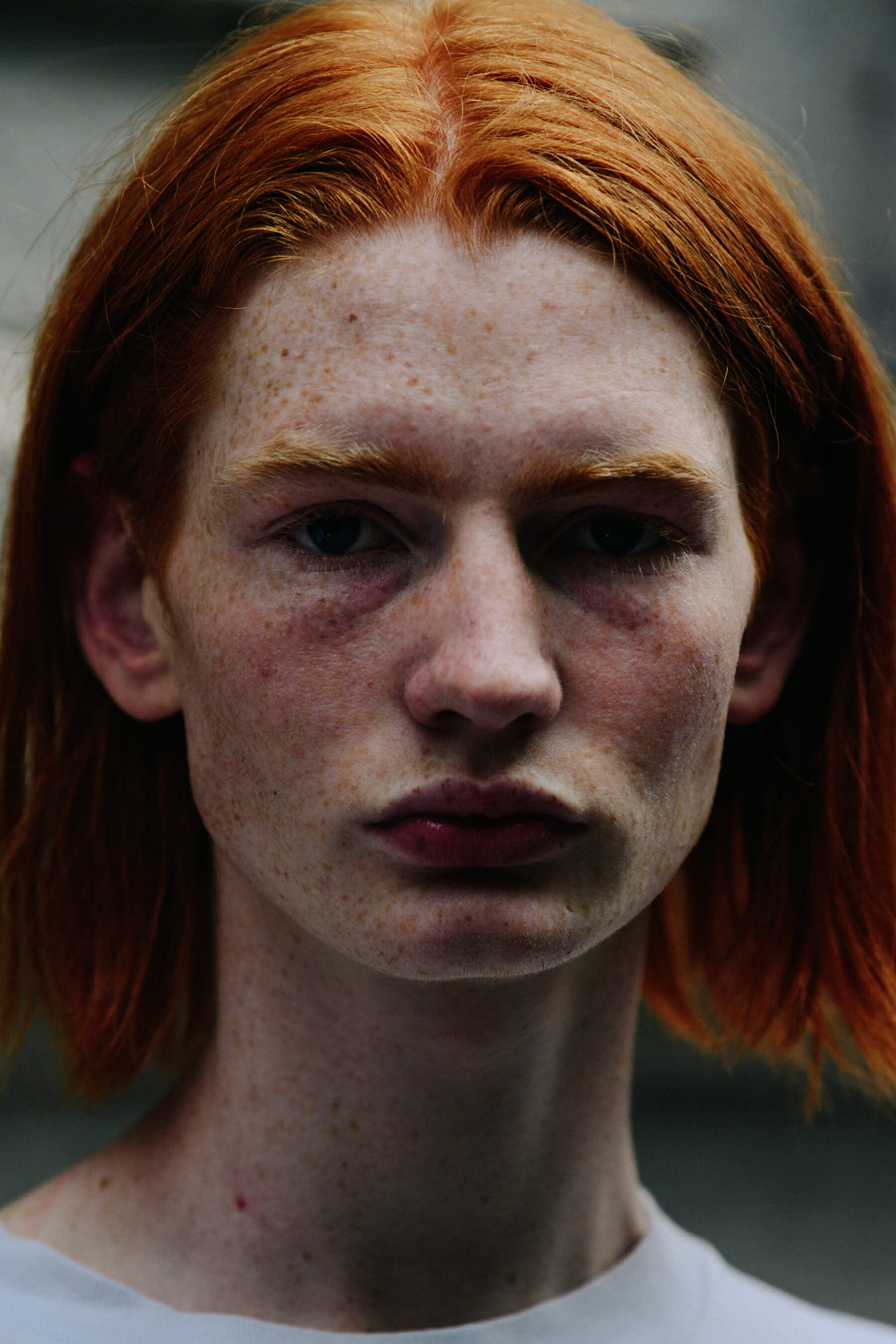 Portrait of model with red hair