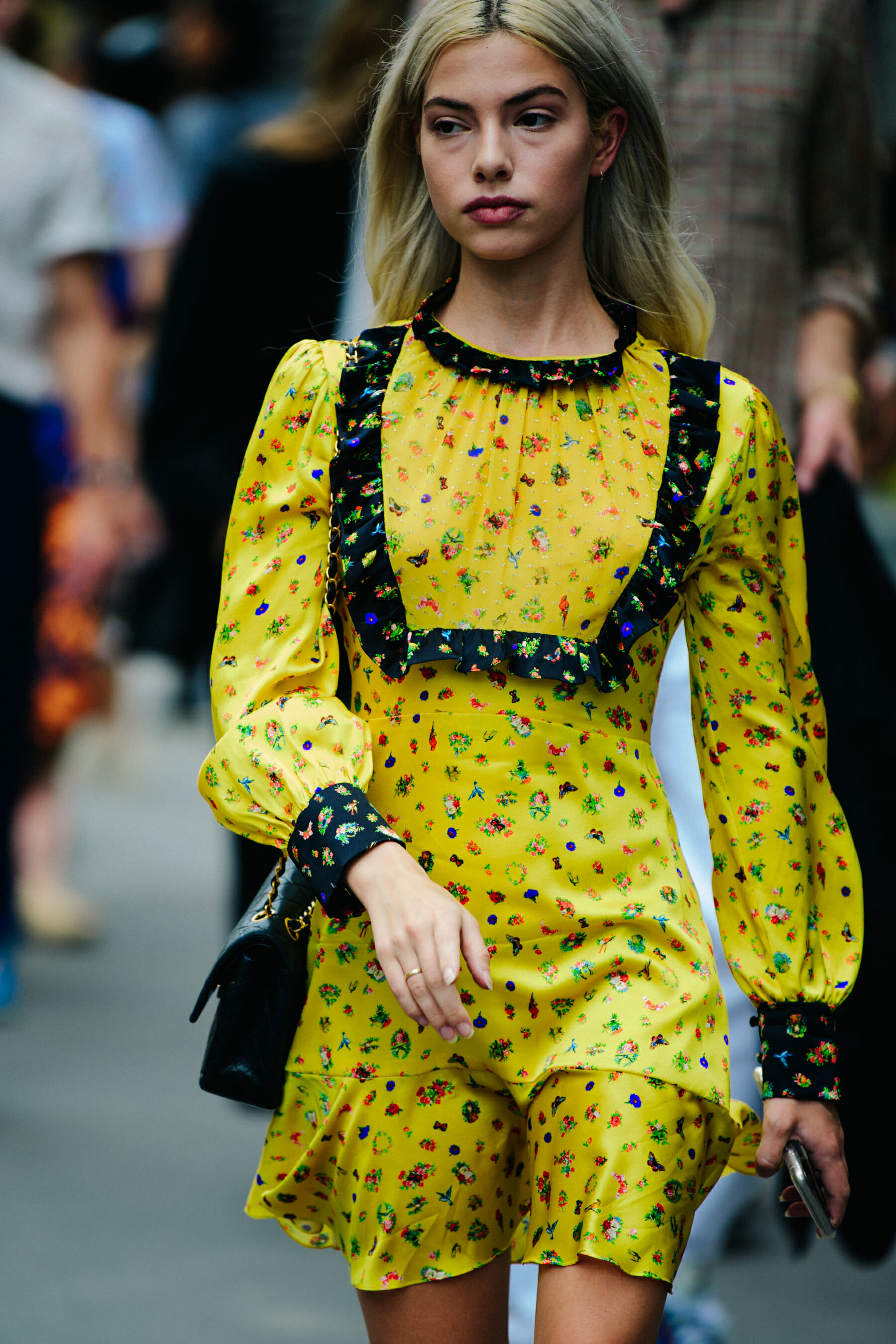 Woman wearing yellow dress