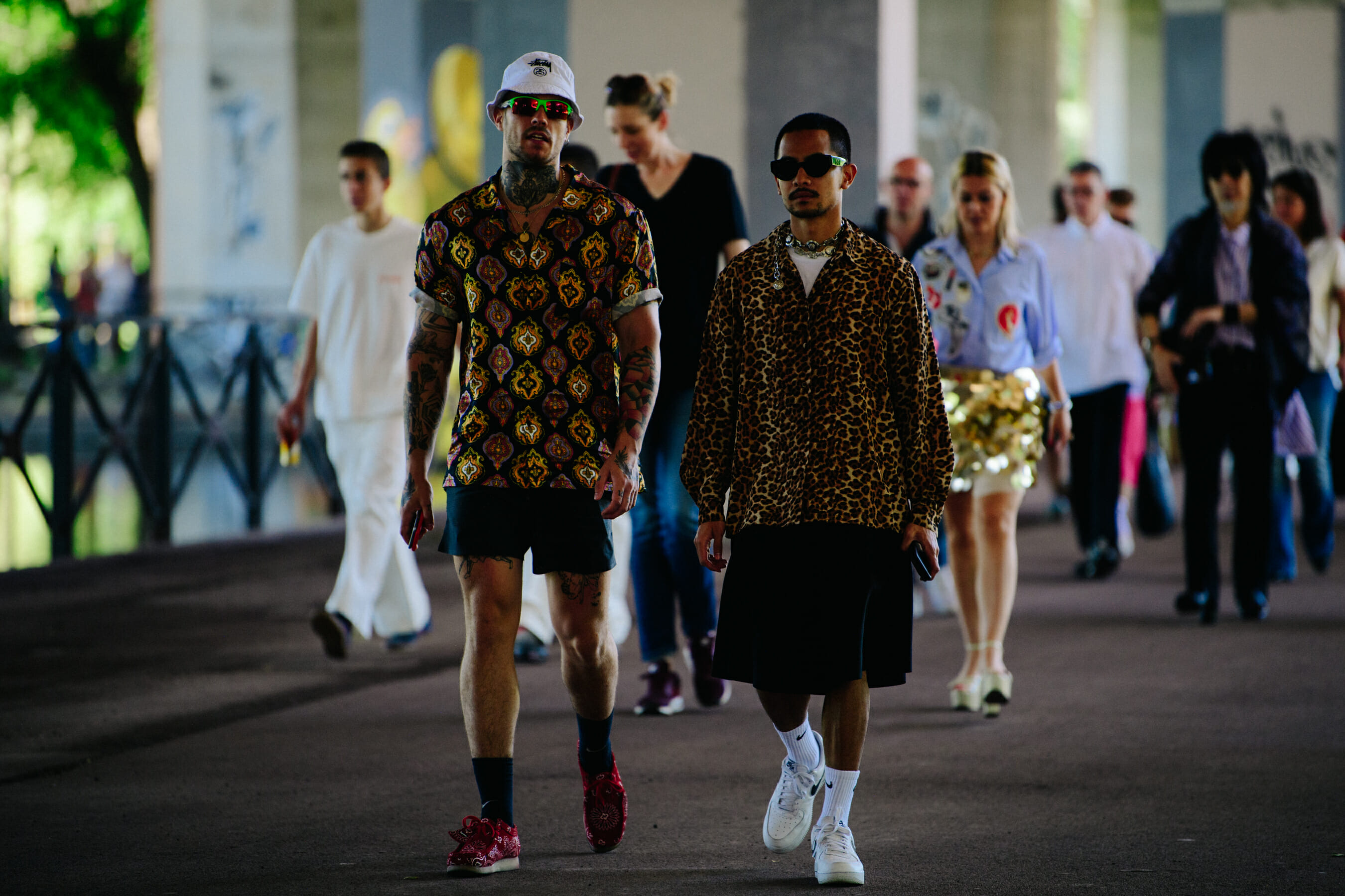 Two men wearing pattern shirts