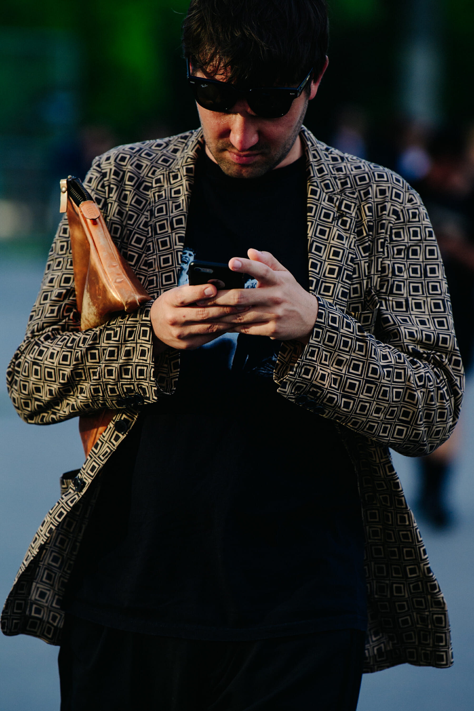 Man wearing pattern jacket