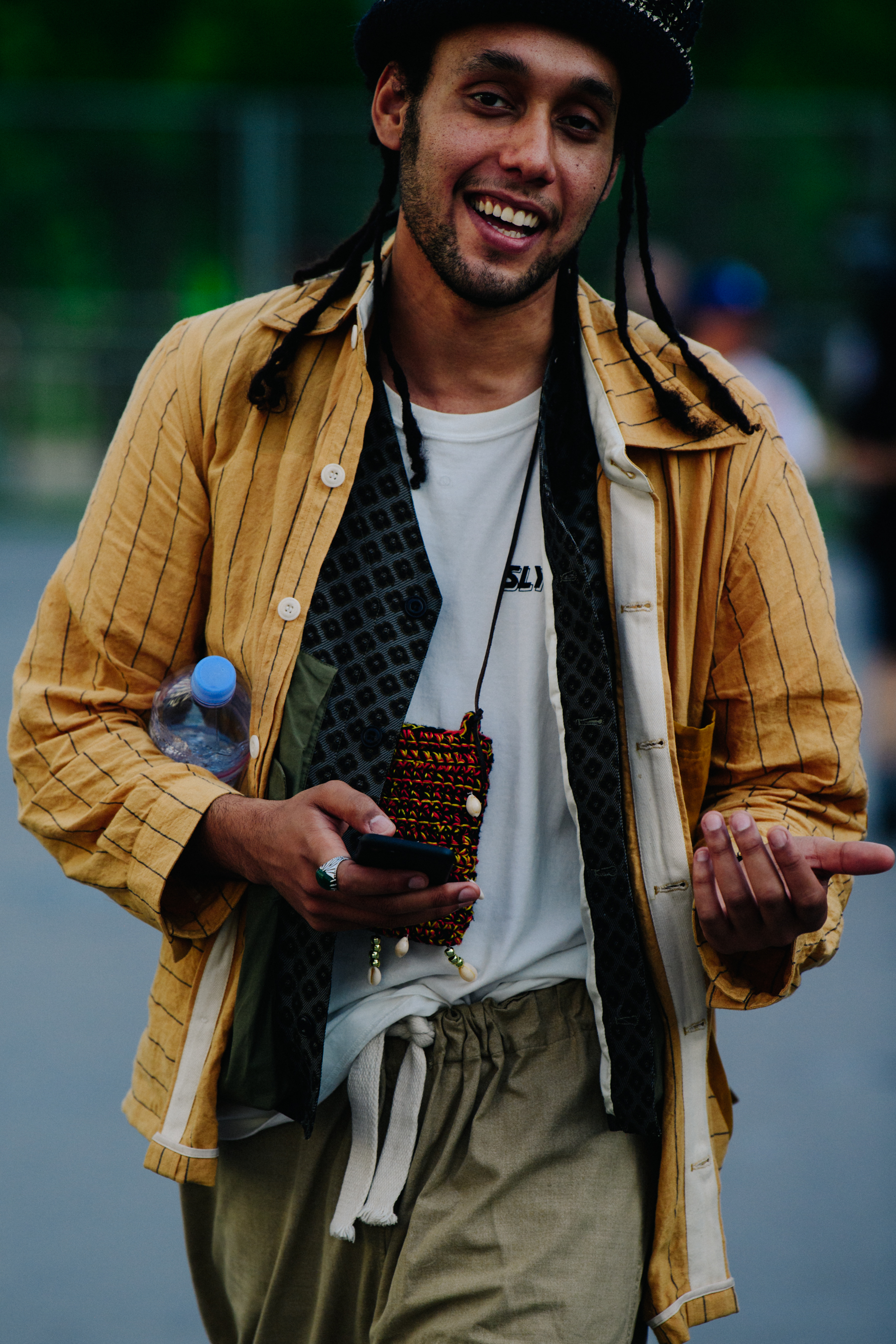 Man wearing pattern vest
