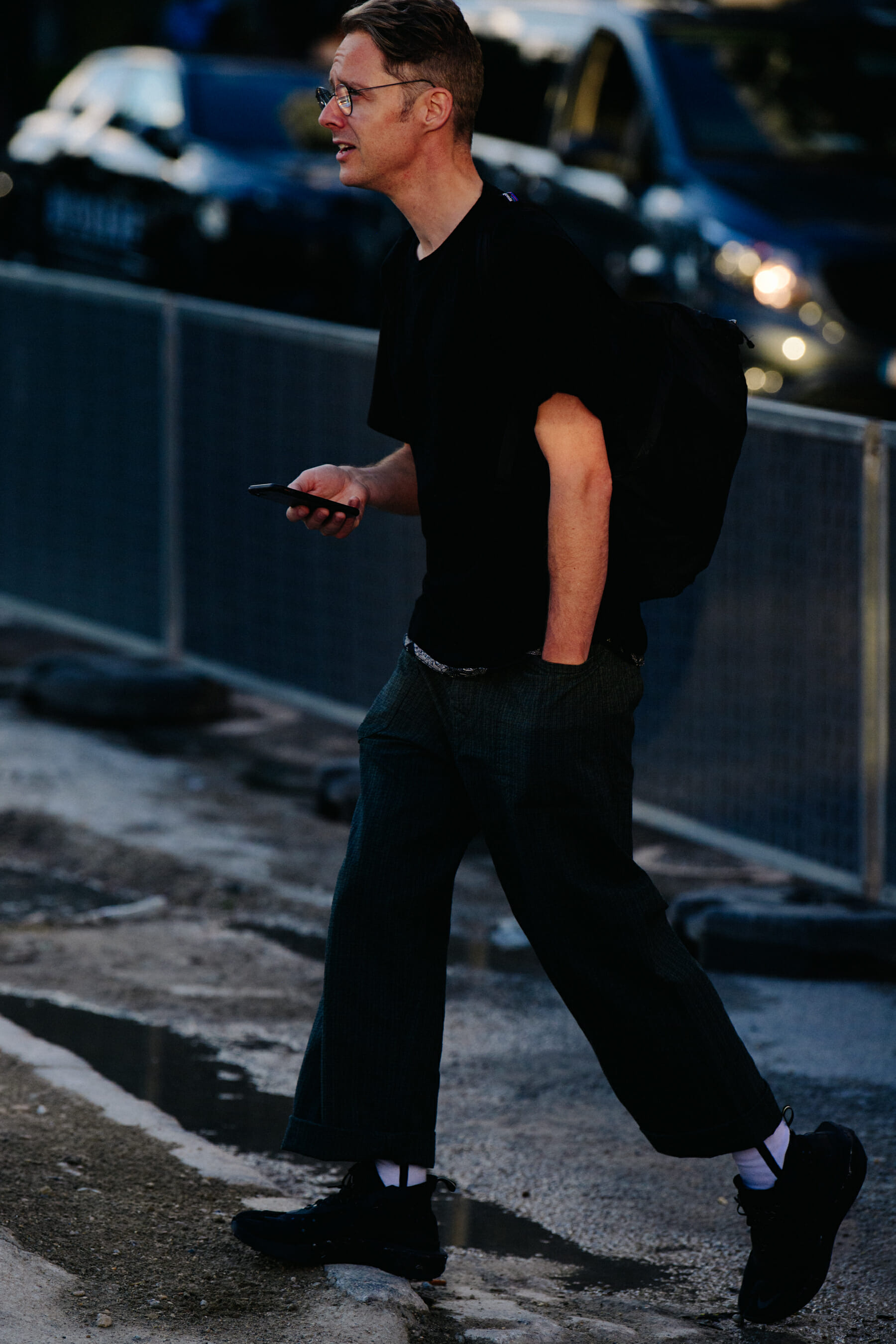 Man wearing black outfit
