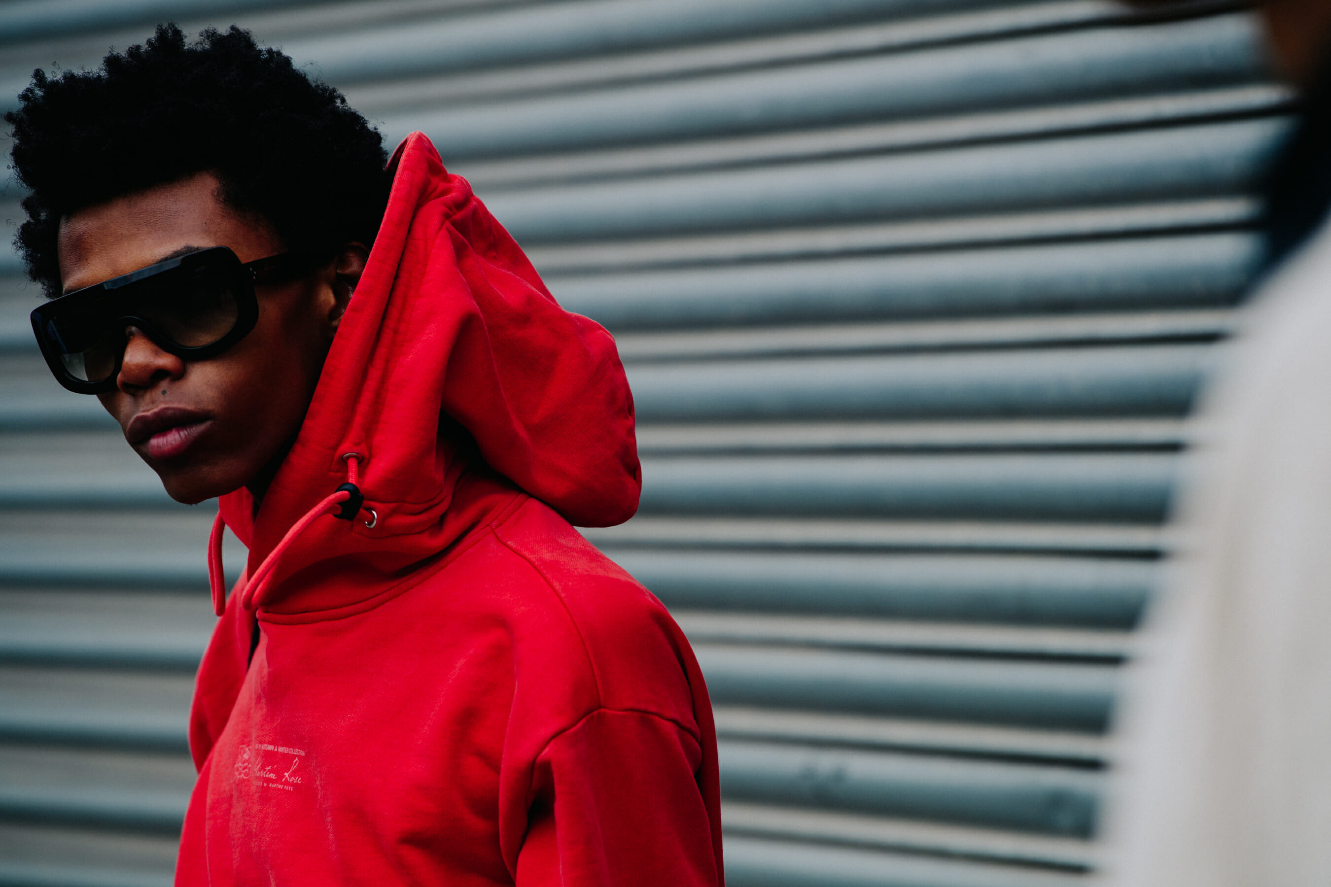 Man wearing red hoodie