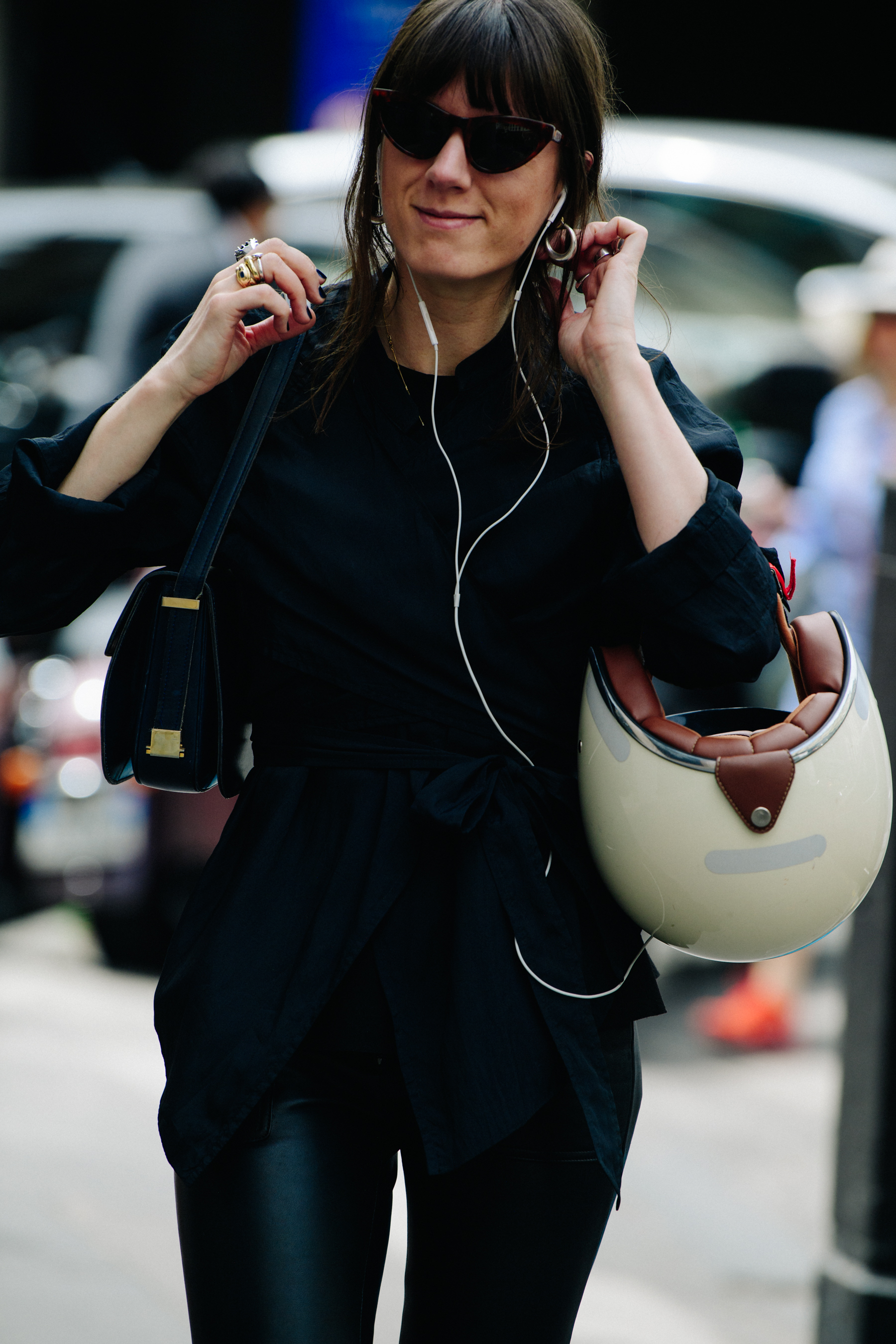 Woman wearing black outfit