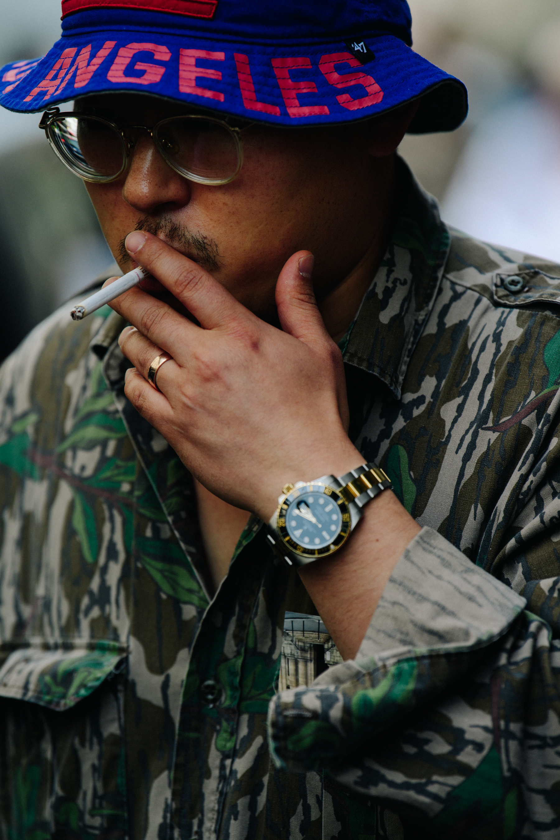 Man wearing blue hat