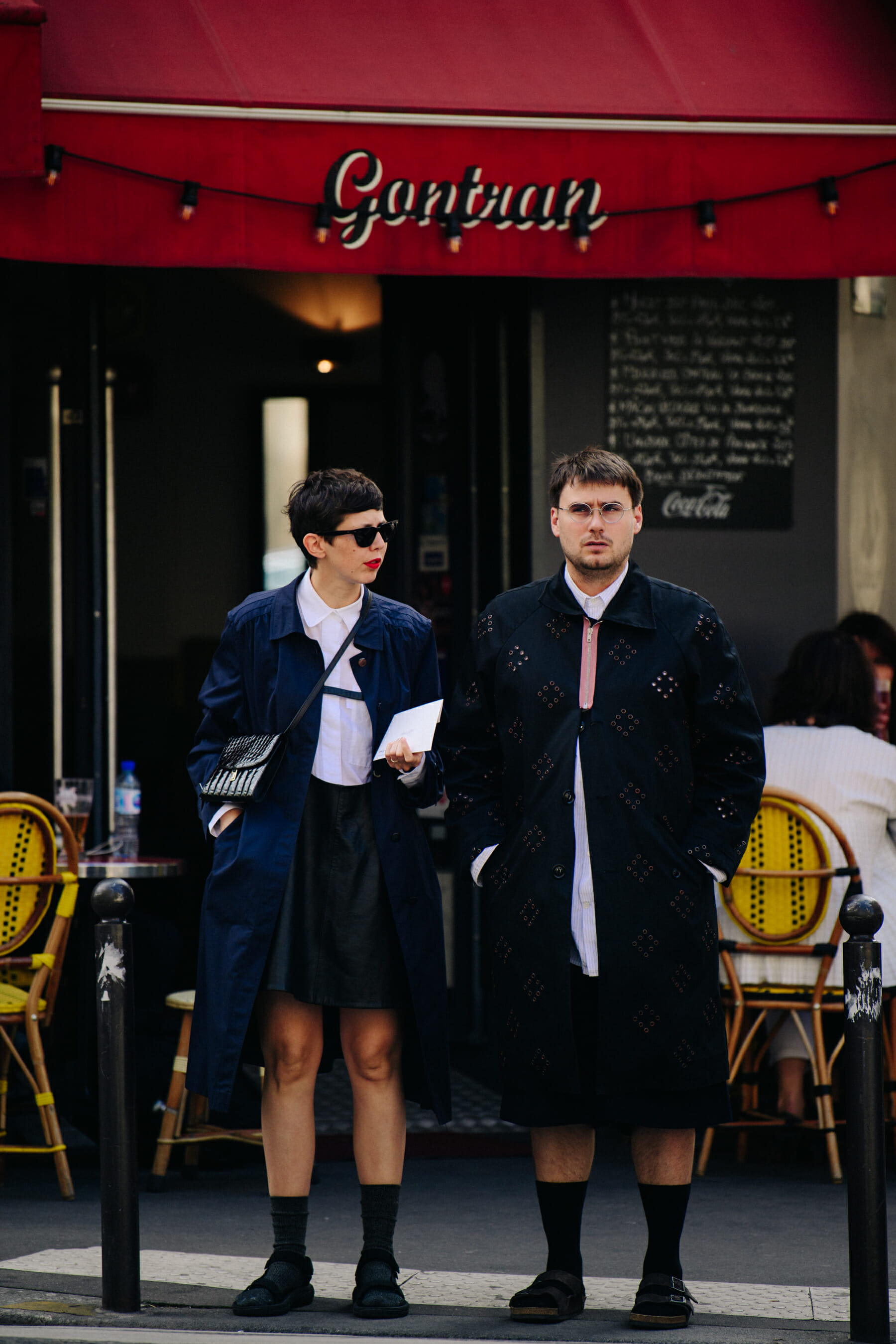 Couple wearing high black socks