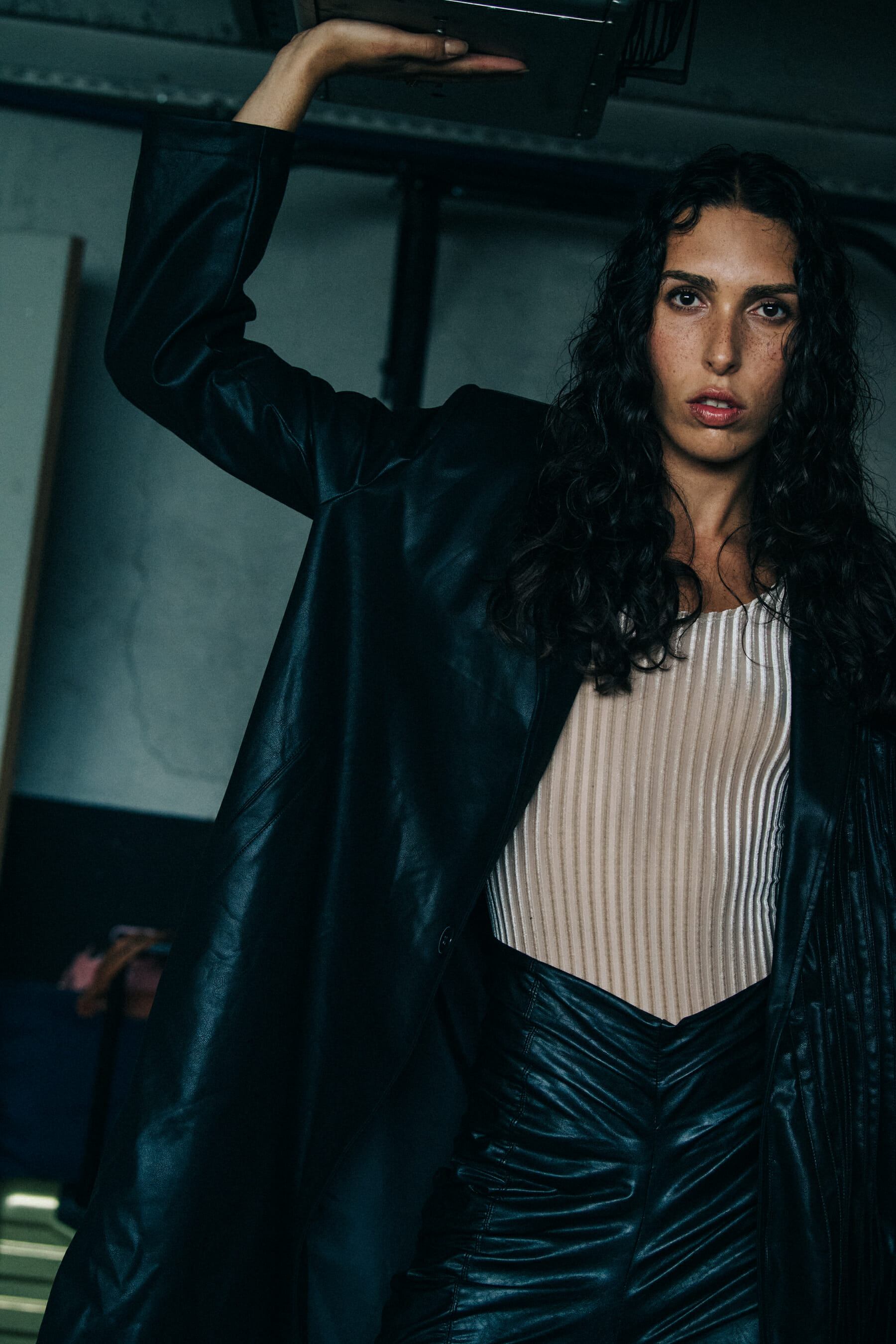 Models wearing dark jacket at Han Kjobenhavn