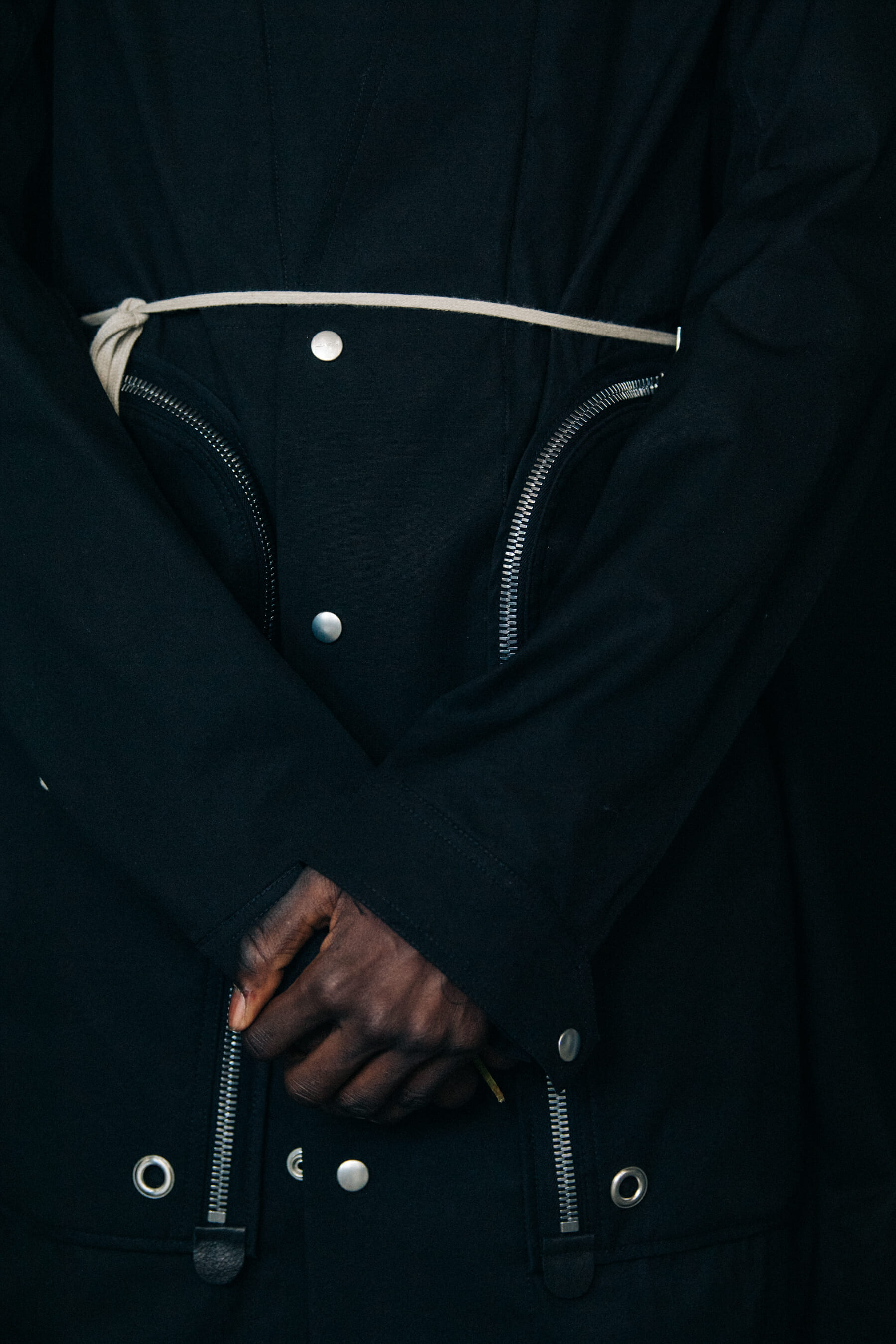 Gabriel Agbolo backstage at Rick Owens